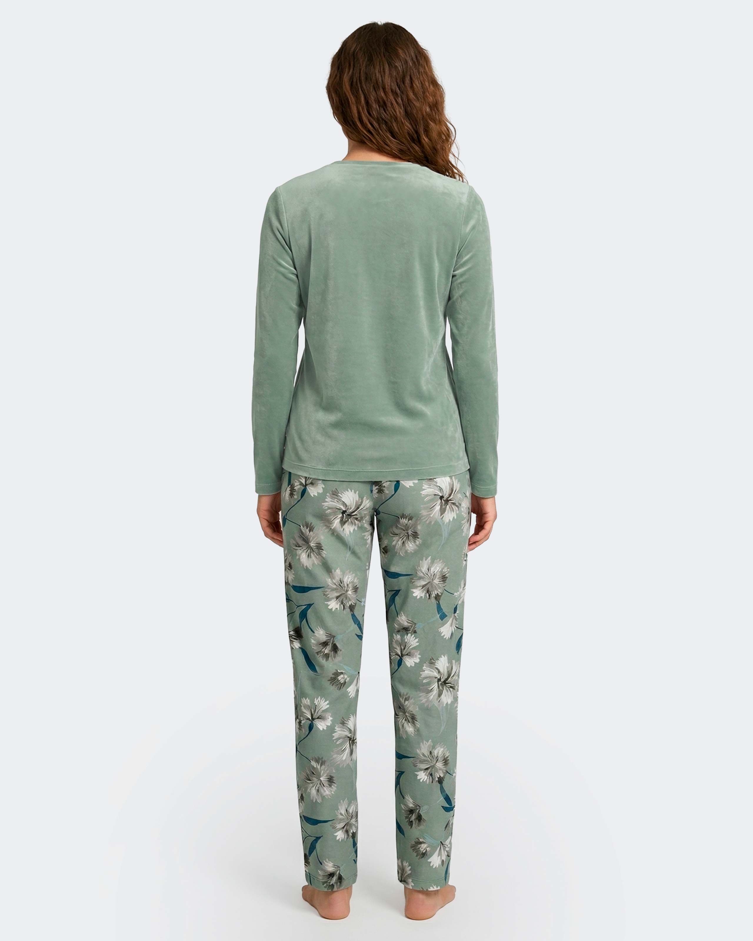 Pijama cardado de mujer en algodón modal - Impetus - Verde Agua Verde Agua-4
