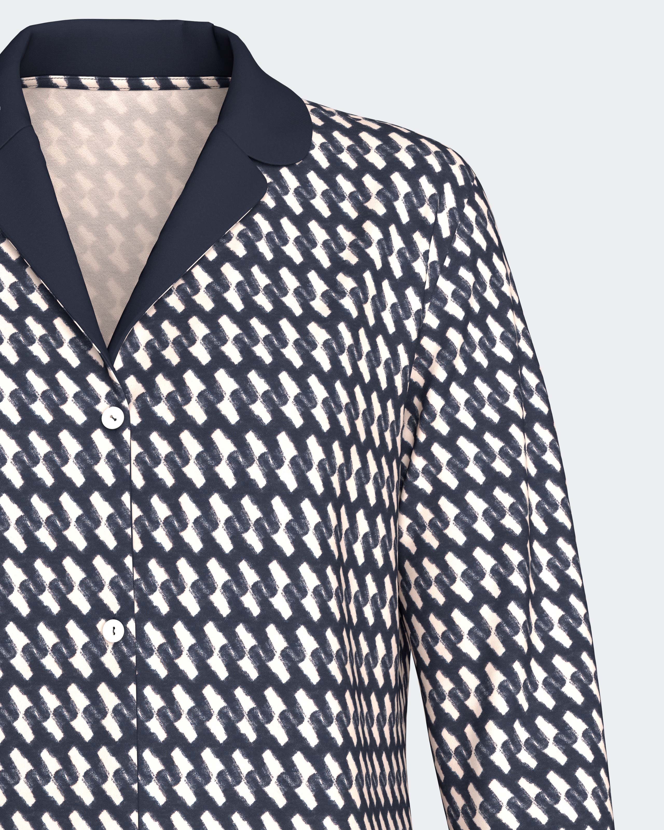 Pijama cardado de mujer en algodón - Impetus - Azul oscuro Azul oscuro-2