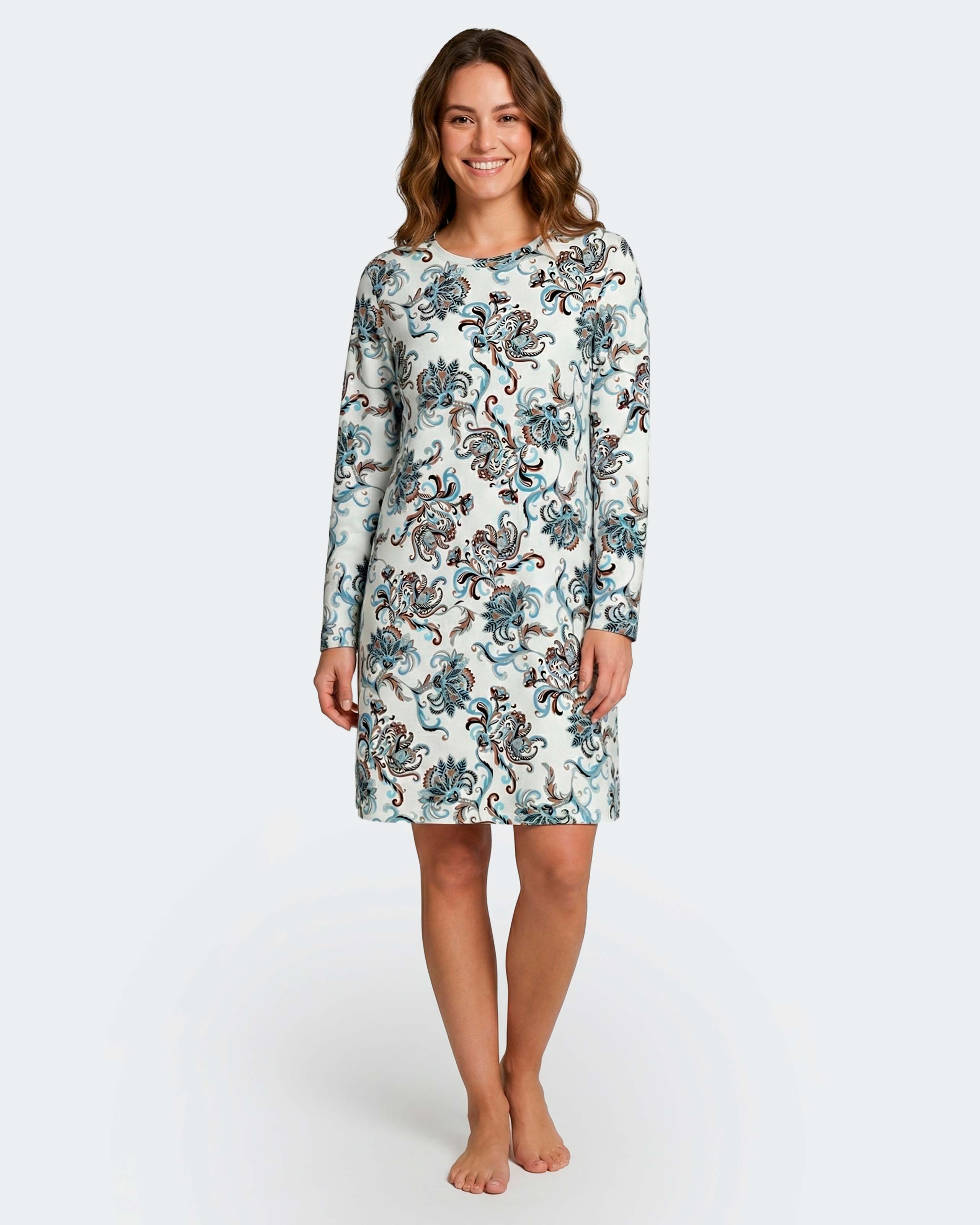 Camisón de mujer en algodón - Impetus - Azul claro Azul claro-2