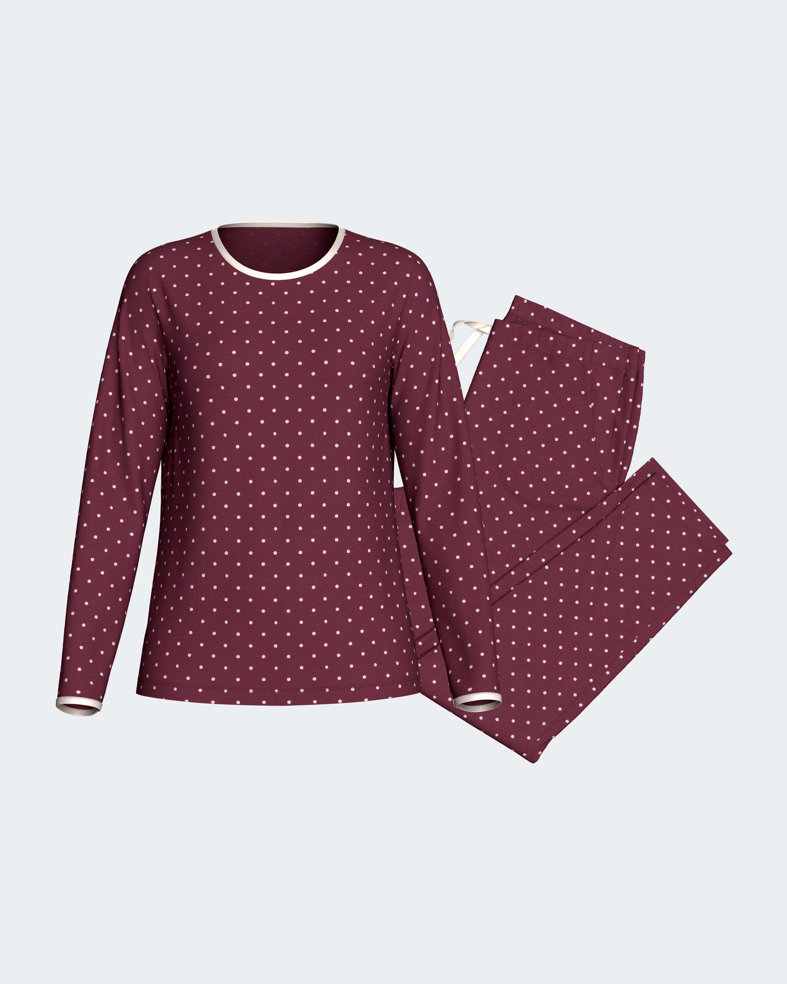 Pijama cardado en algodón modal - Impetus - Rojo Rojo-1