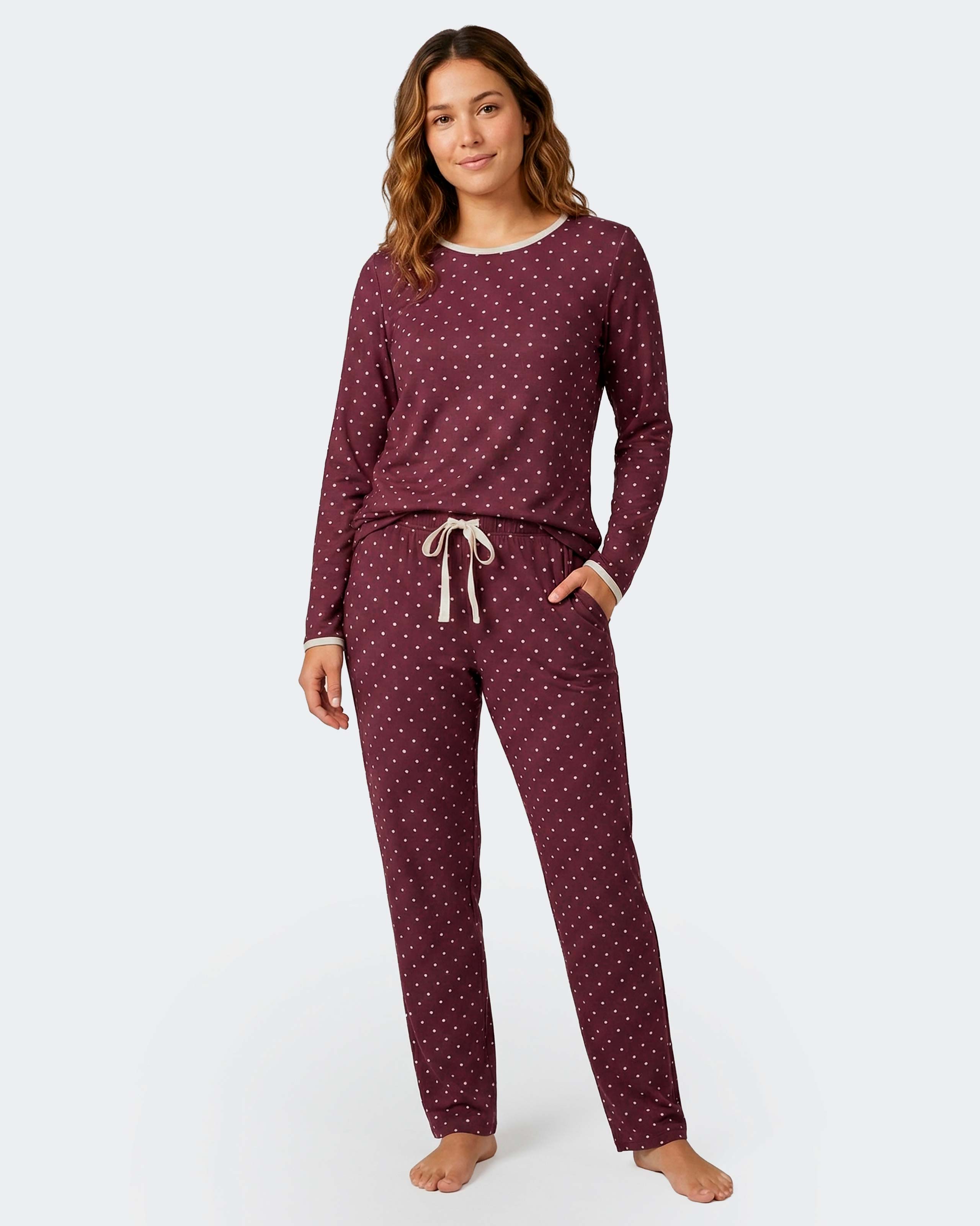 Pijama cardado en algodón modal - Impetus - Rojo Rojo-3