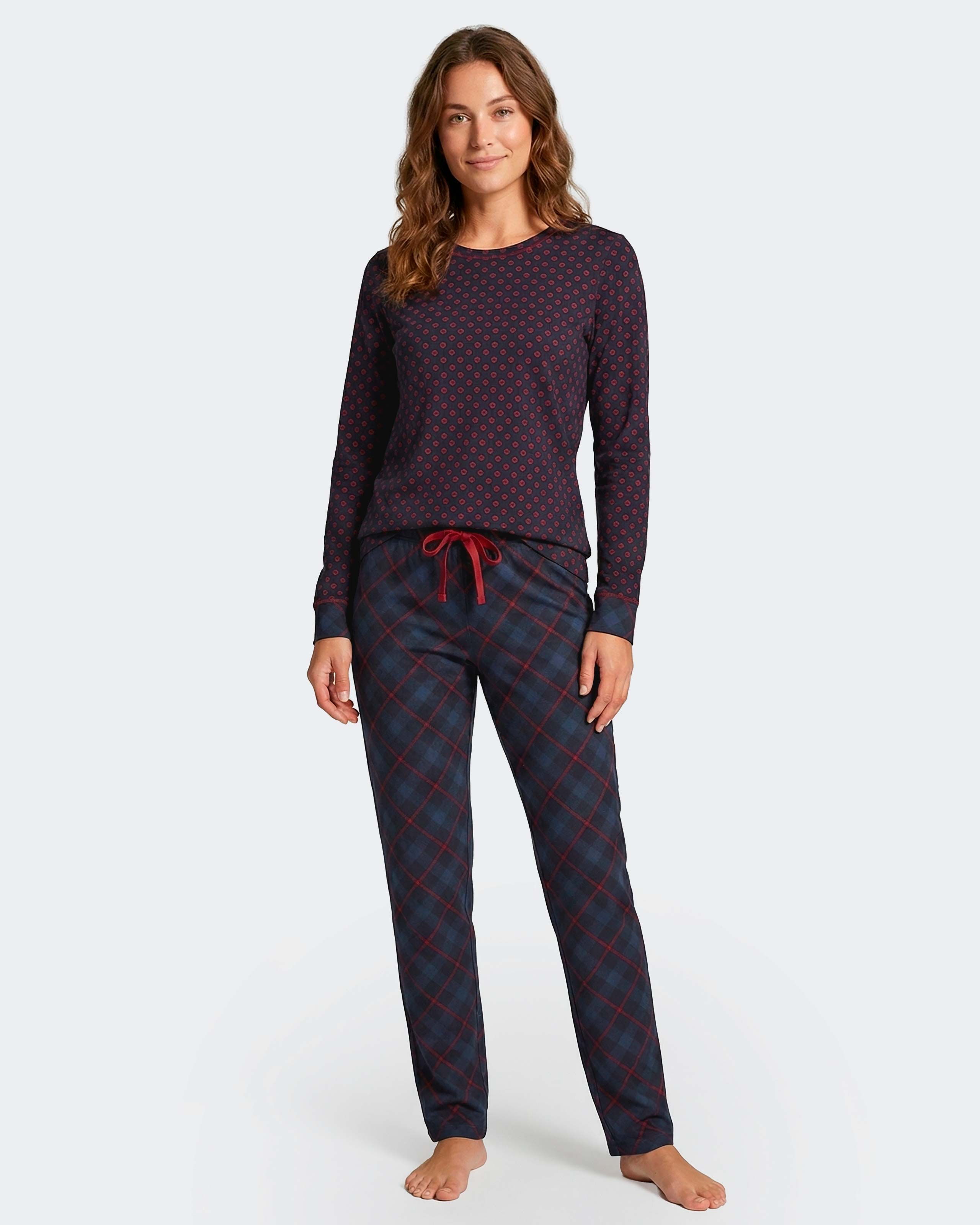 Pijama cardado de mujer en algodón modal - Impetus - Azul oscuro Azul oscuro-2