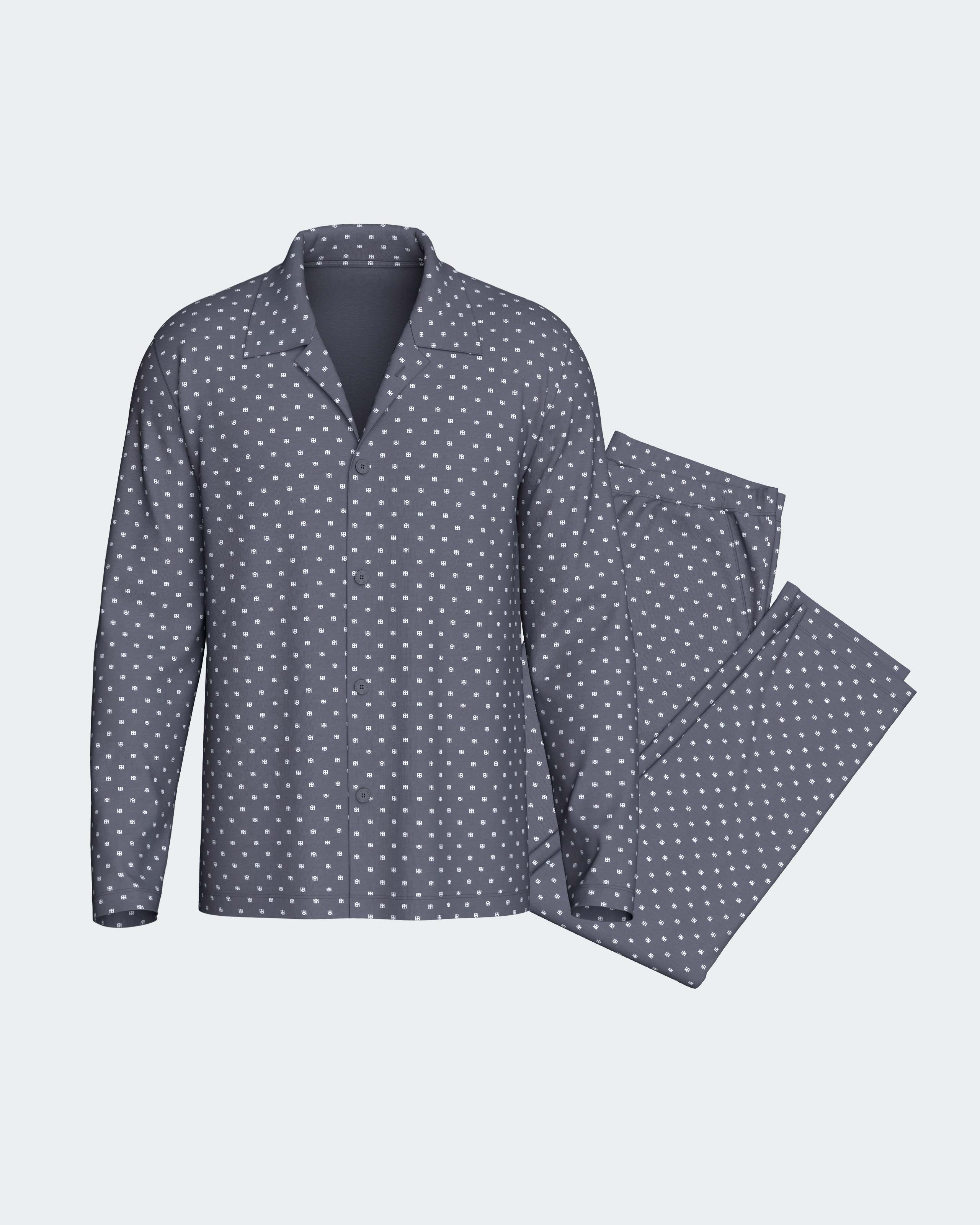 Imagen 0 de Pijama cardado de hombre en algodón Gris