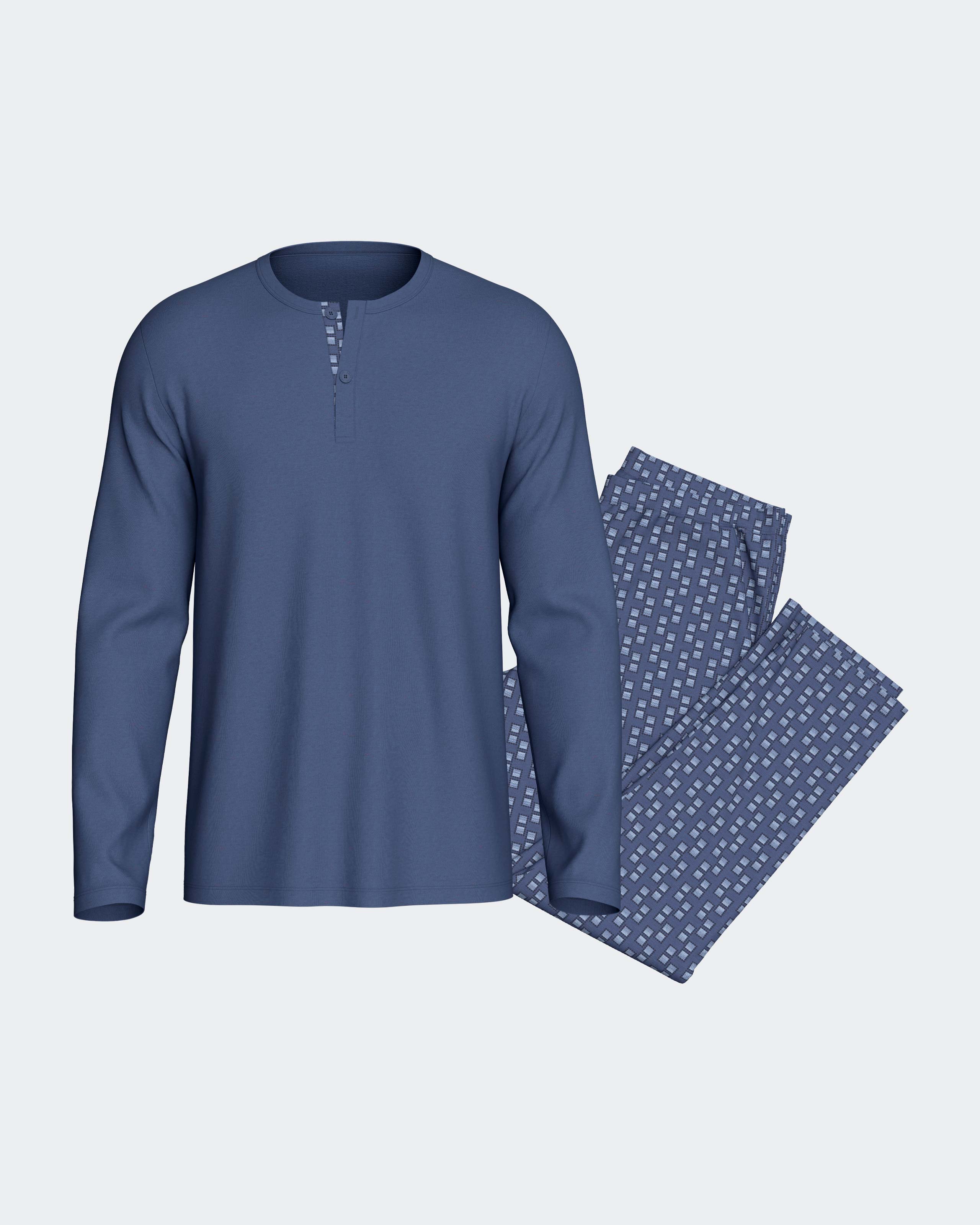 Imagen 1 de Pijama largo de hombre en algodón modal Azul