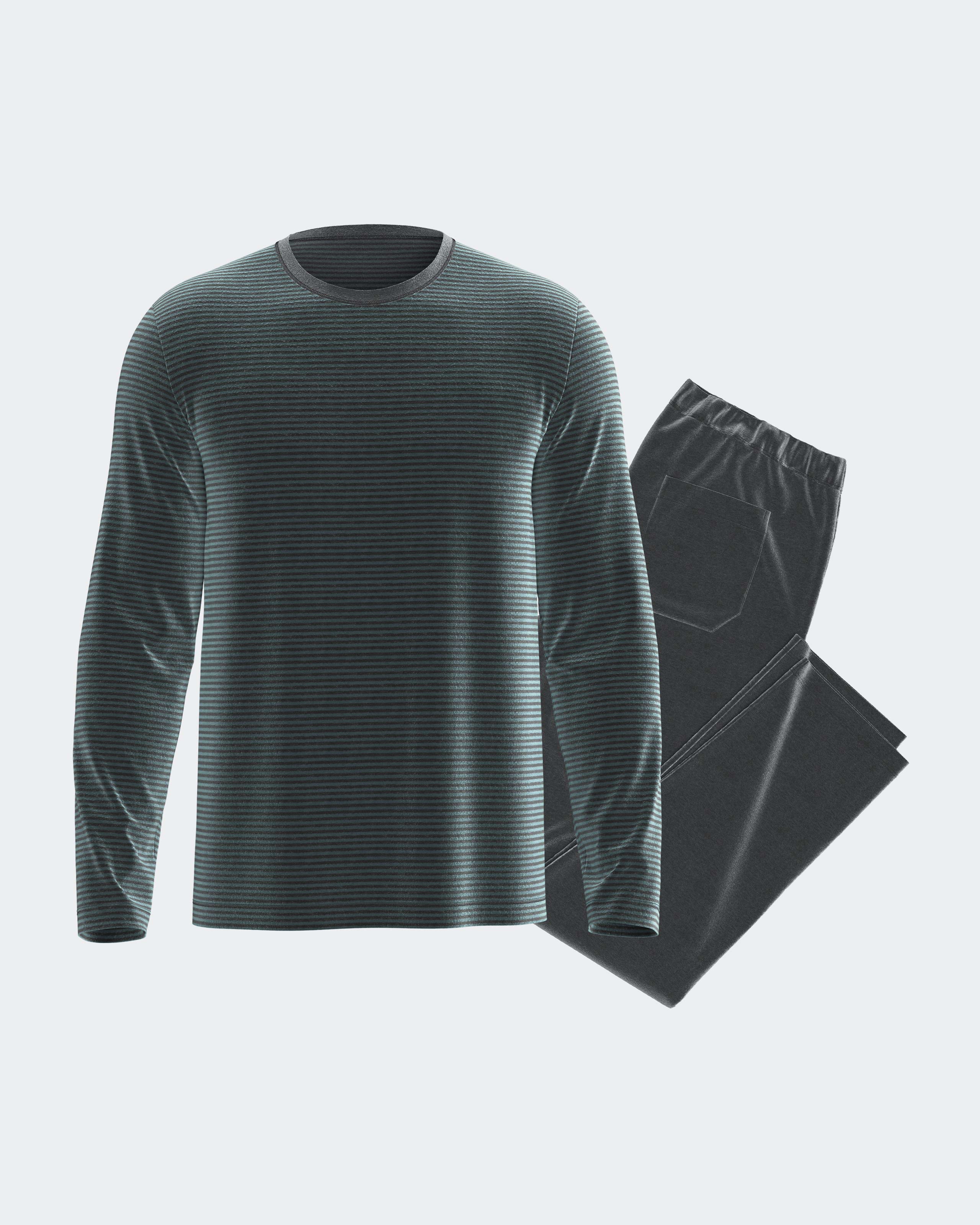 Imagen 0 de Pijama térmico de hombre de terciopelo Verde azulado