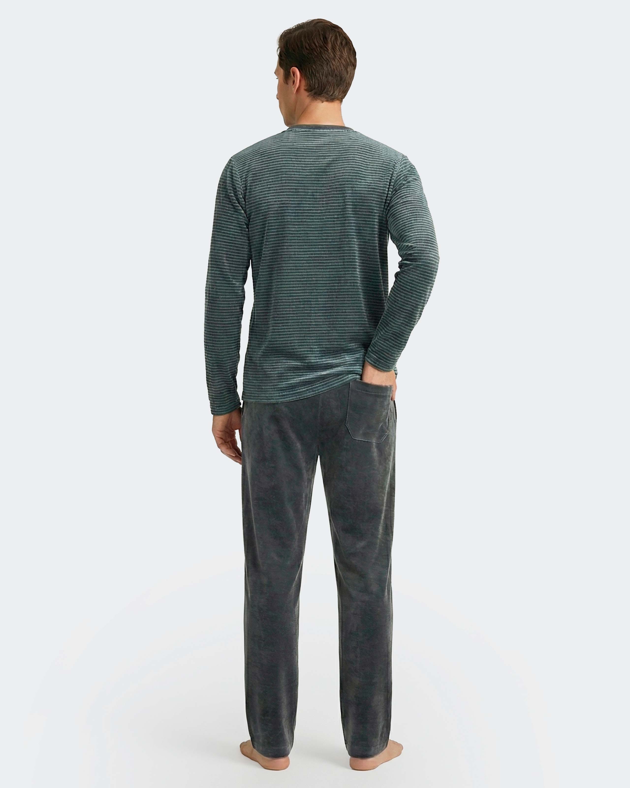 Imagen 3 de Pijama térmico de hombre de terciopelo - Impetus - Verde azulado Verde azulado