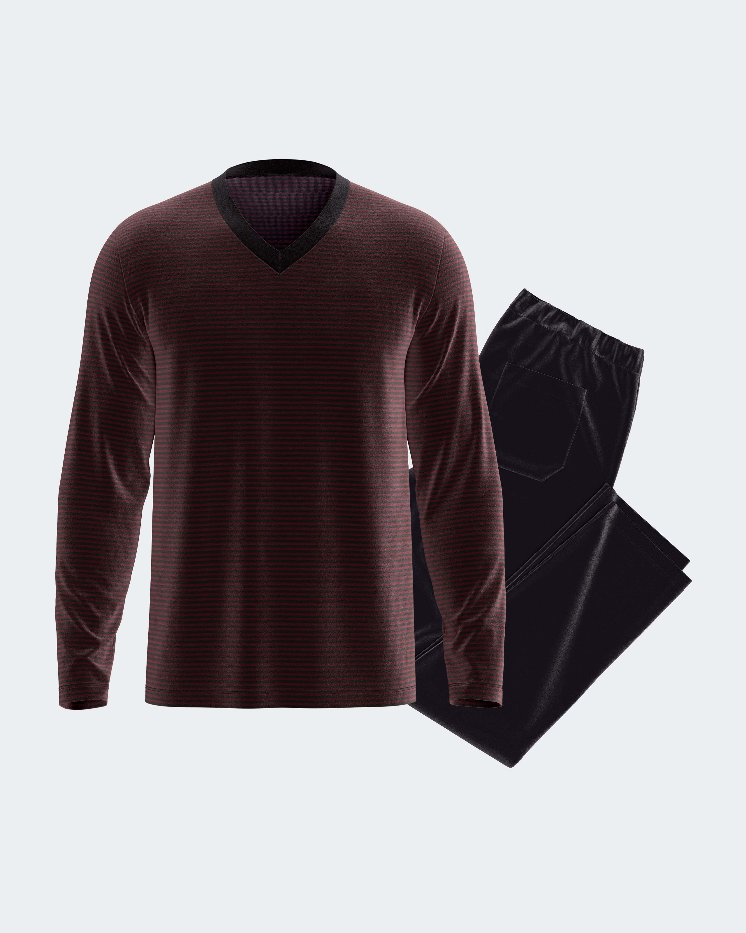 Imagen 0 de Pijama térmico de hombre de terciopelo Rojo