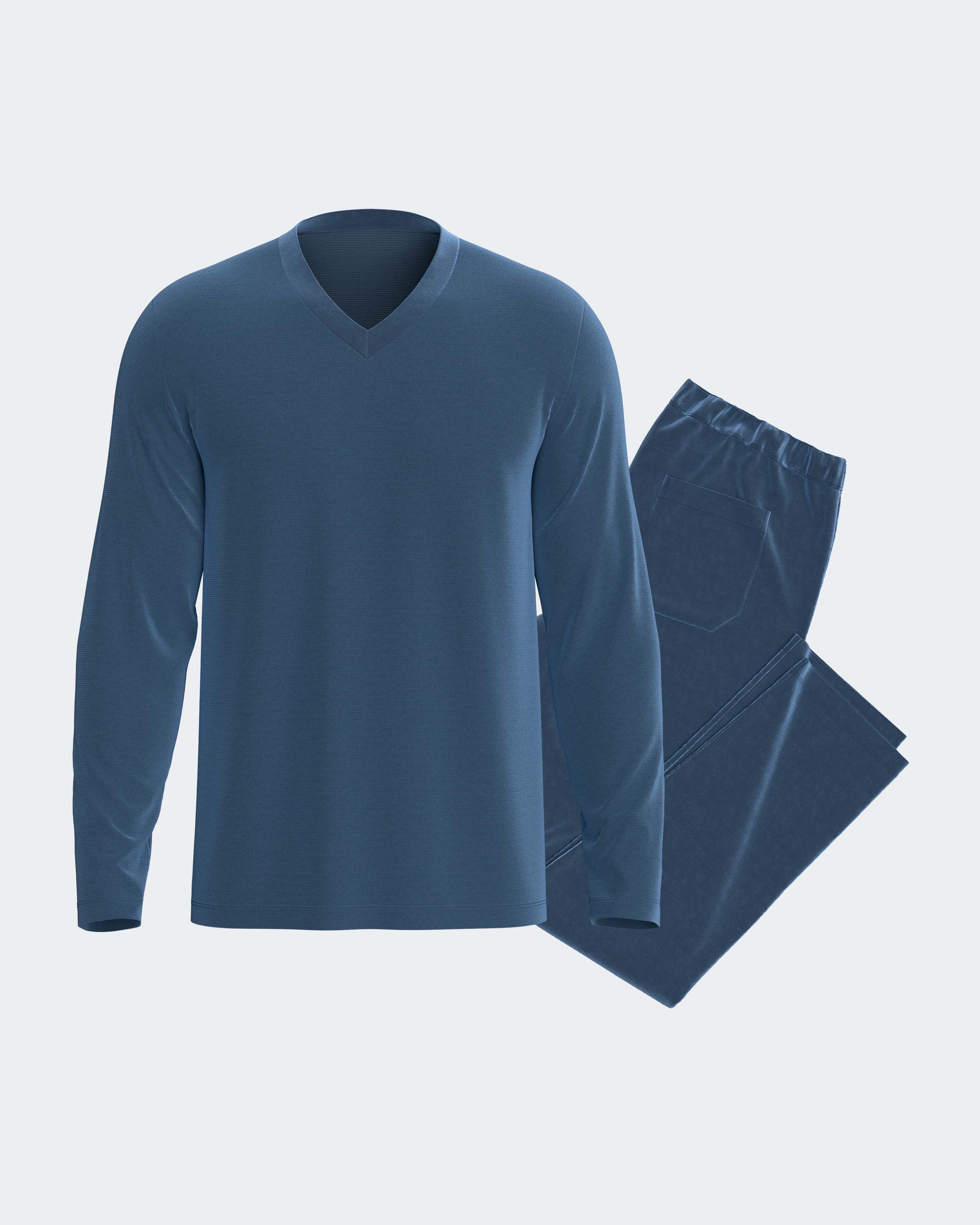 Imagen 1 de Pijama térmico de hombre de terciopelo Azul