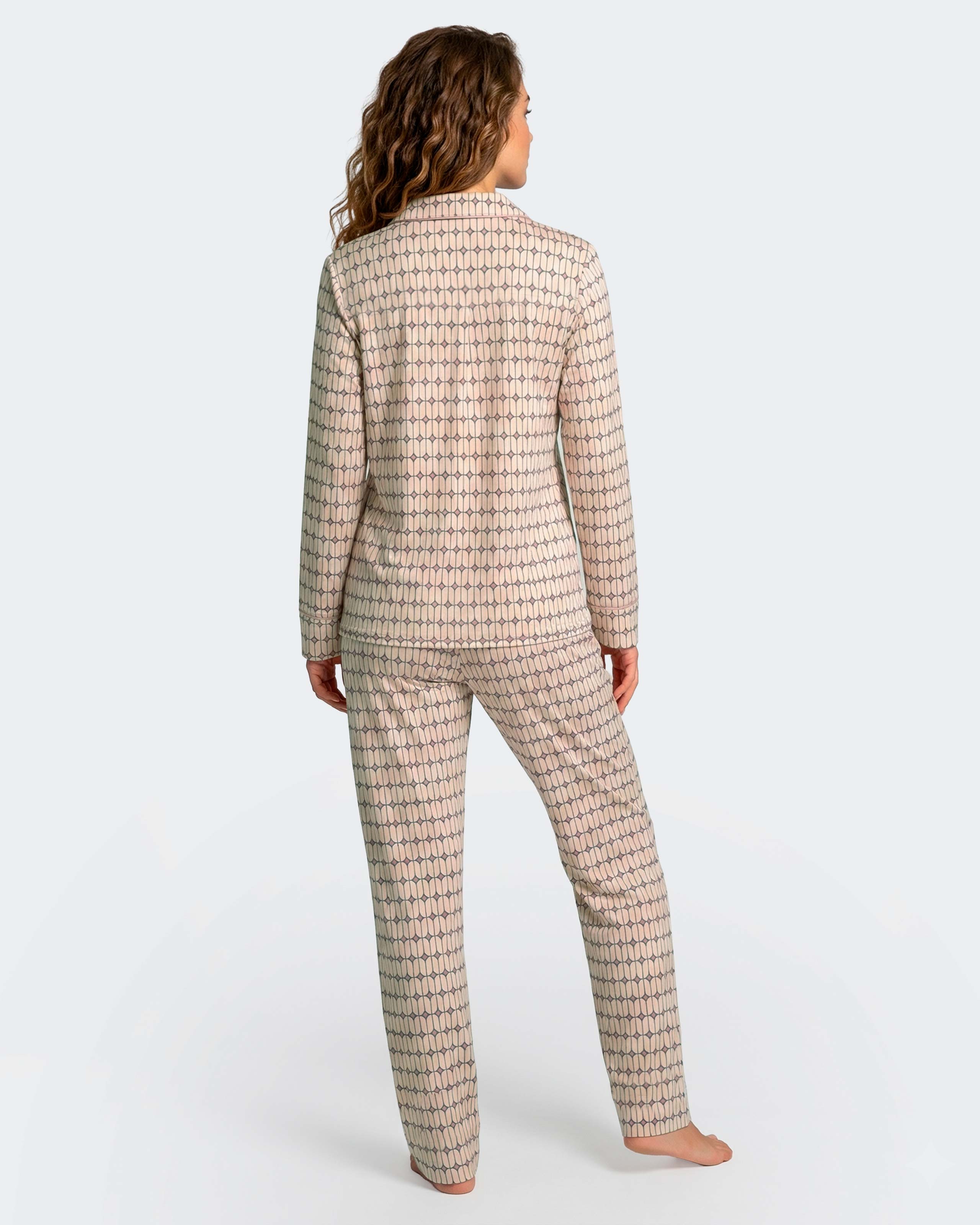 Pijama cardado de mujer en modal - Impetus - Beige Beige-3