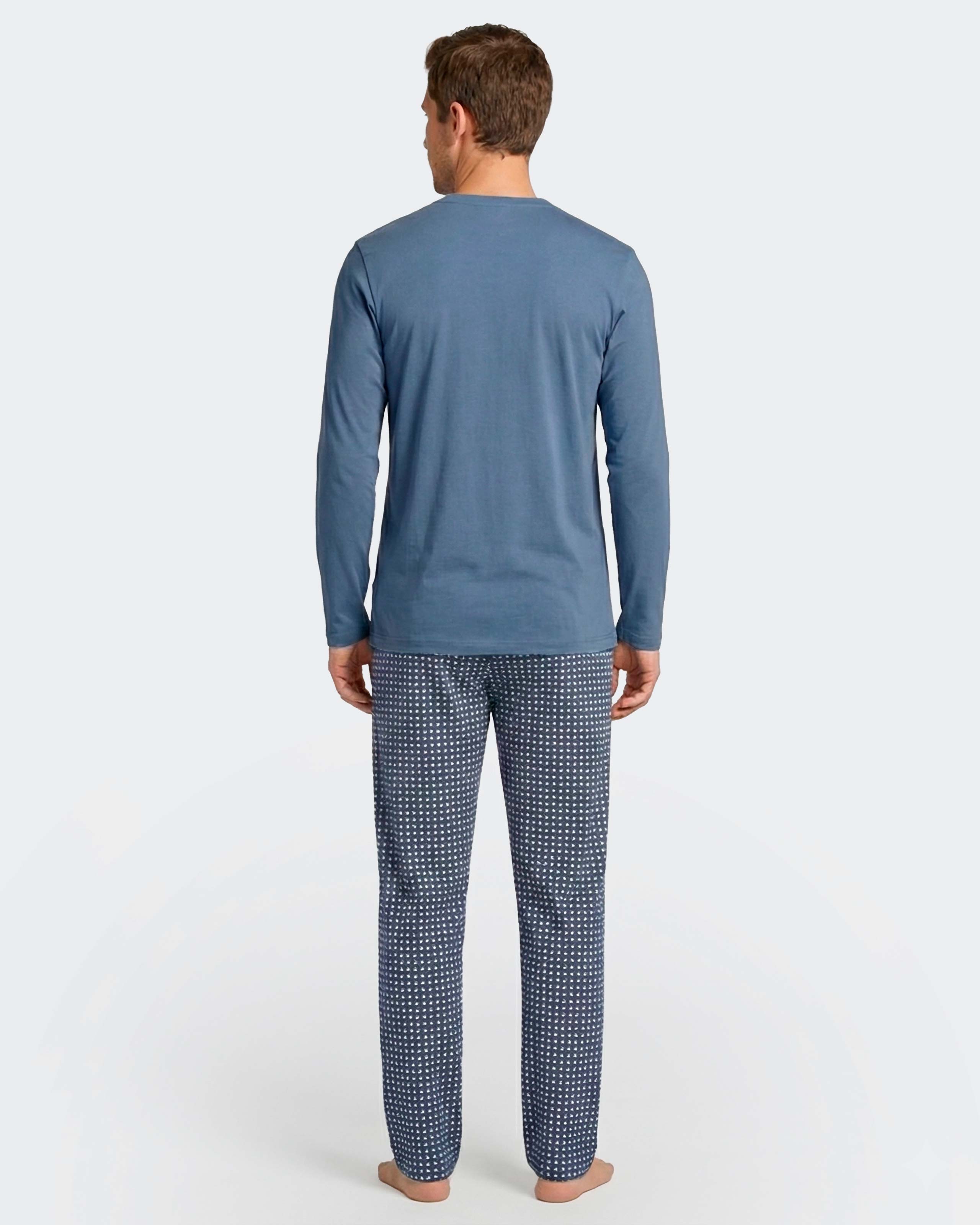 Imagen 3 de Pijama cardado de hombre en modal - Impetus - Azul / Blanco Azul / Blanco
