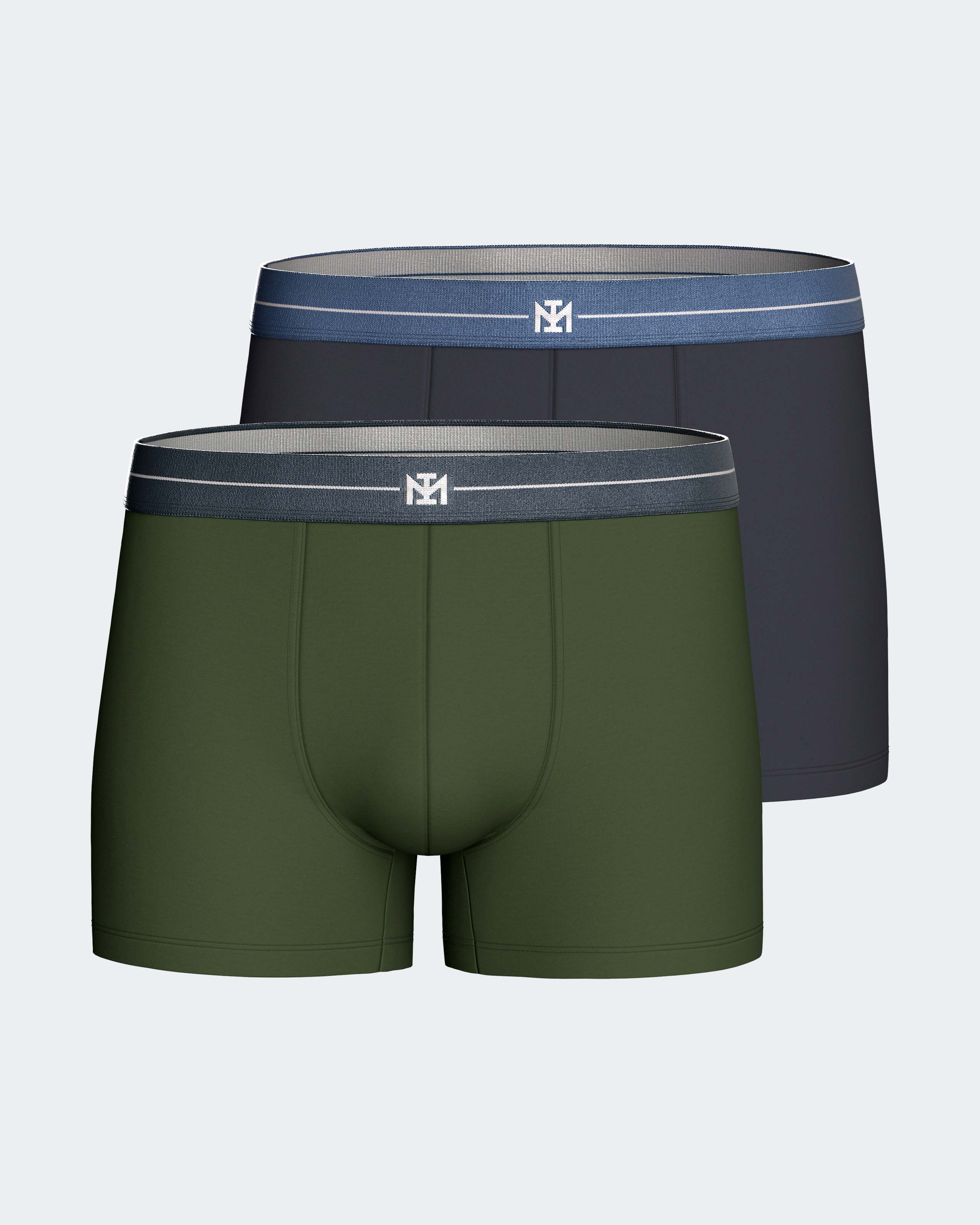 Imagen 1 de Pack 2 boxers de hombre en algodón - Impetus - Verde / Azul marino Verde / Azul marino