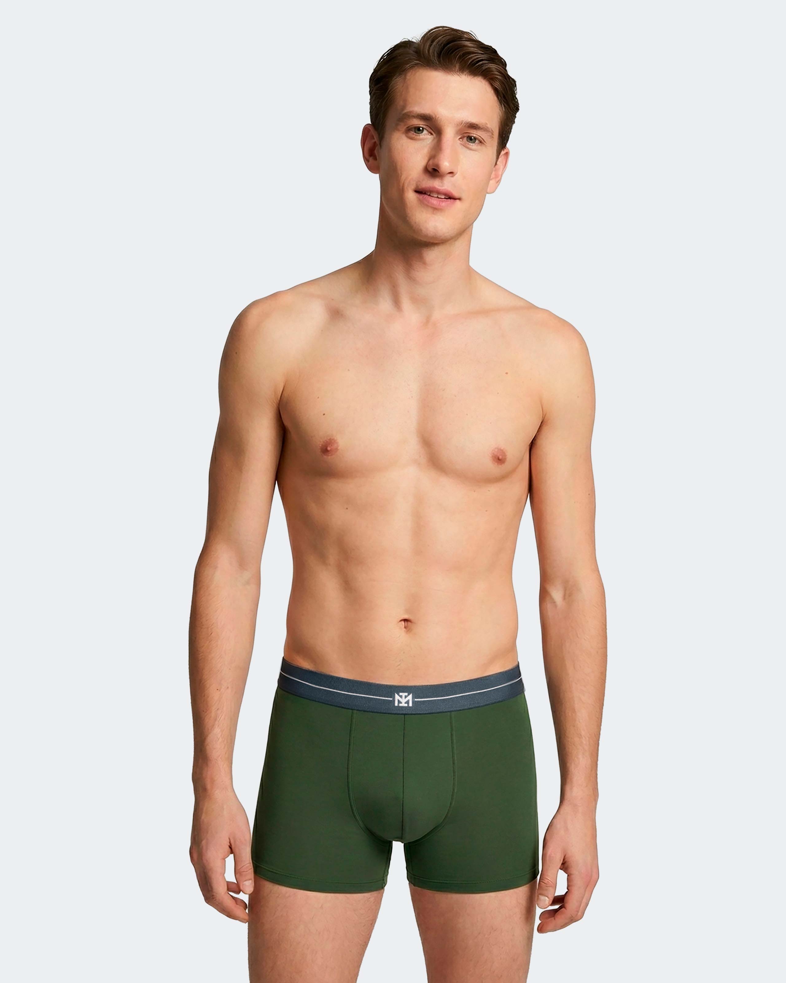 Imagen 2 de Pack 2 boxers de hombre en algodón - Impetus - Verde / Azul marino Verde / Azul marino