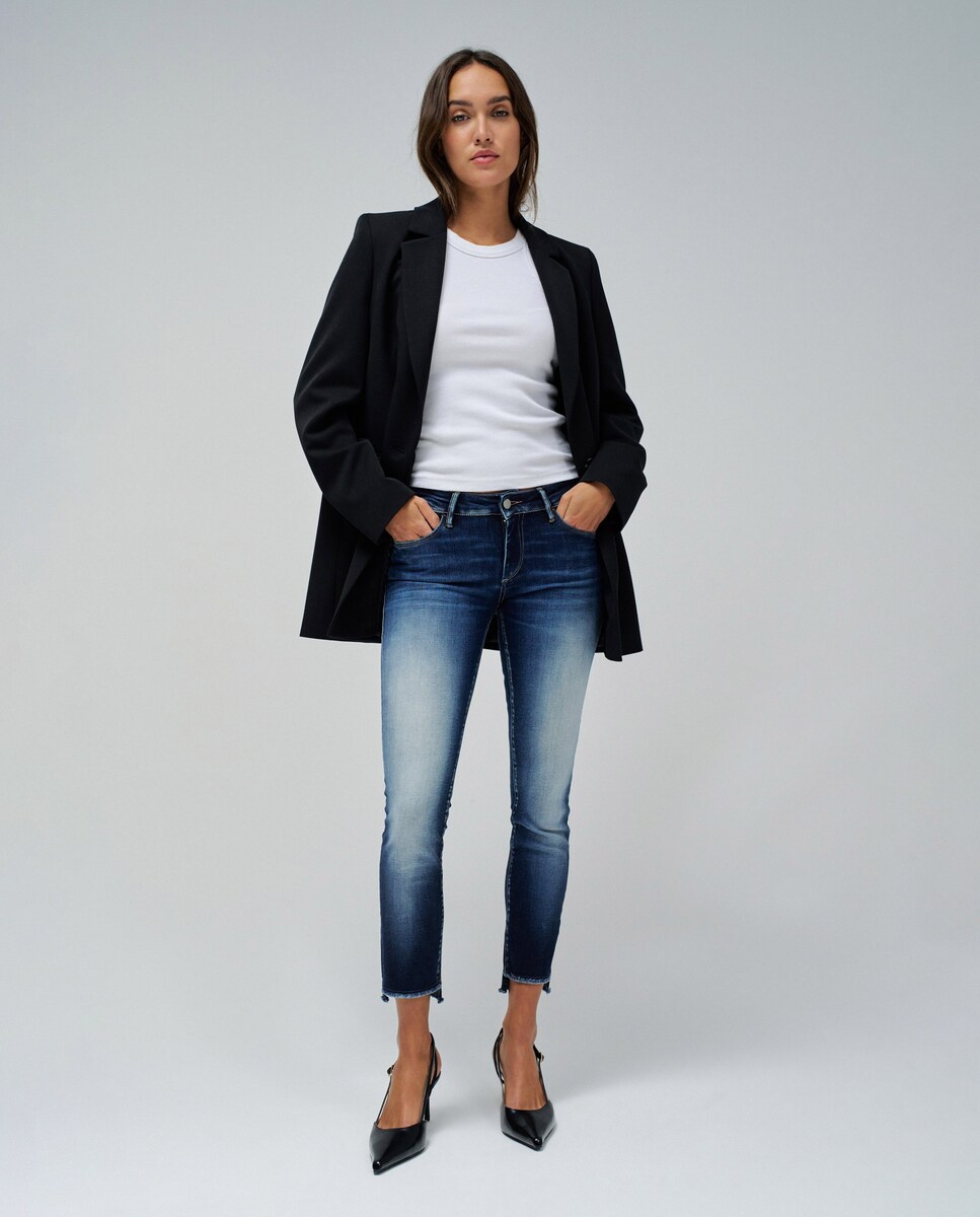 Vaquero pitillo de mujer Wonder push up cropped lavado premium