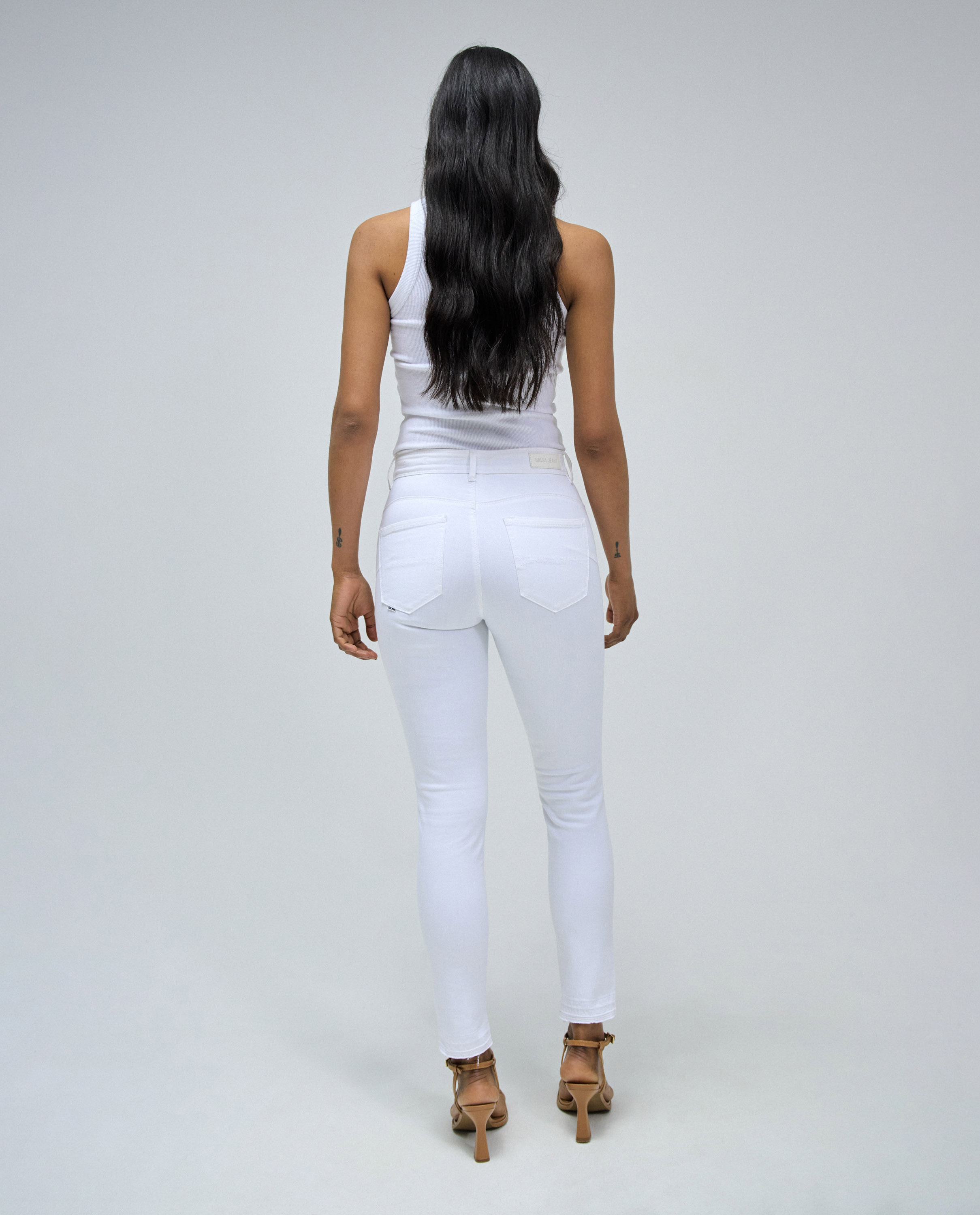 Vaquero pitillo Faith de mujer de tiro alto push in cropped - Salsa Jeans - Blanco Blanco-4