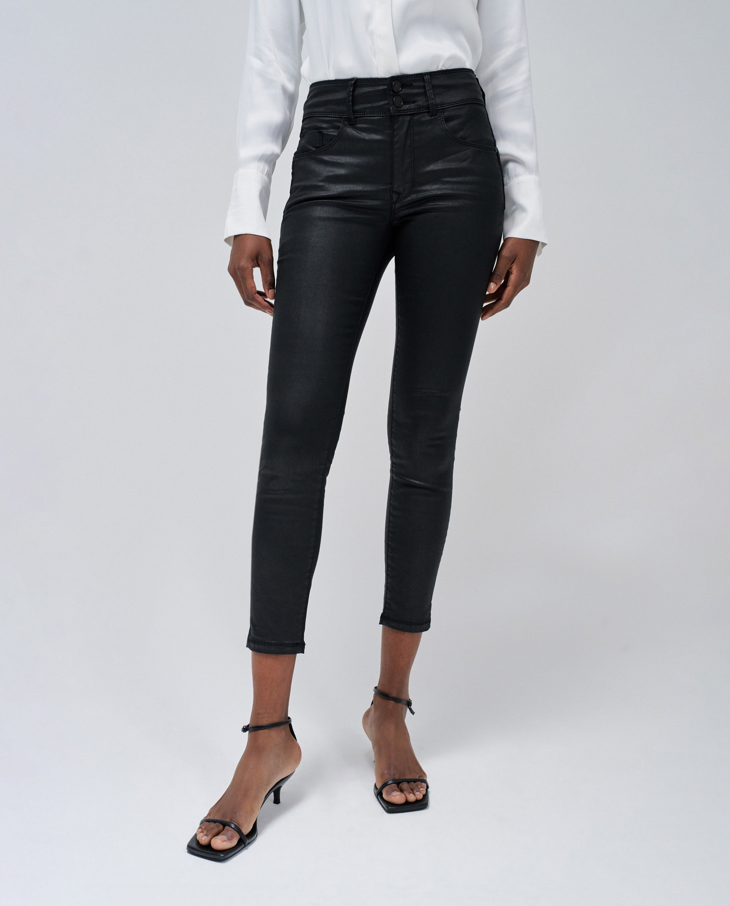 Vaqueros secret push in cropped skinny de mujer - Salsa Jeans - Negro brillante Negro brillante-5
