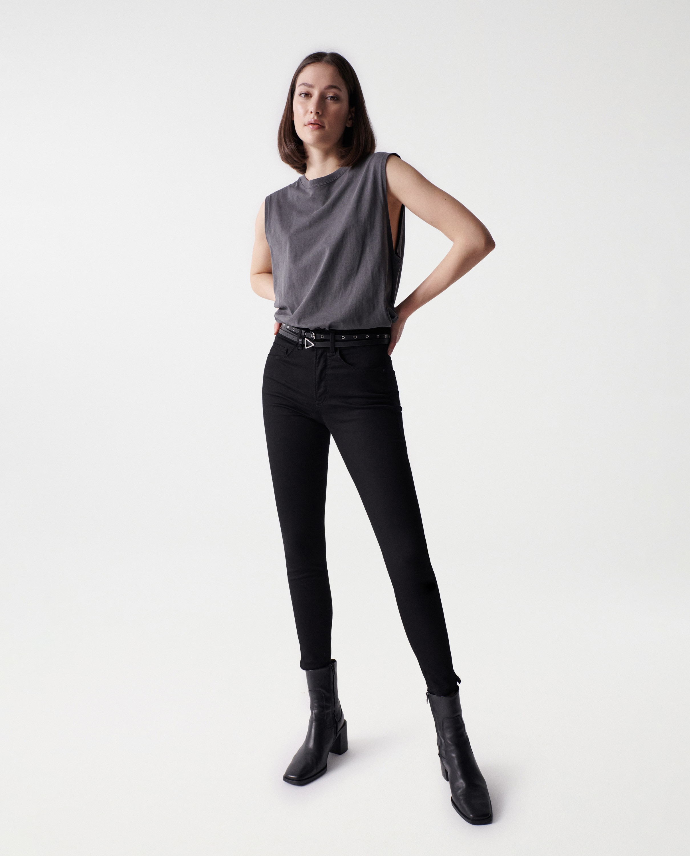 Vaqueros faith push in cropped skinny de mujer - Salsa Jeans - Negro Negro-1
