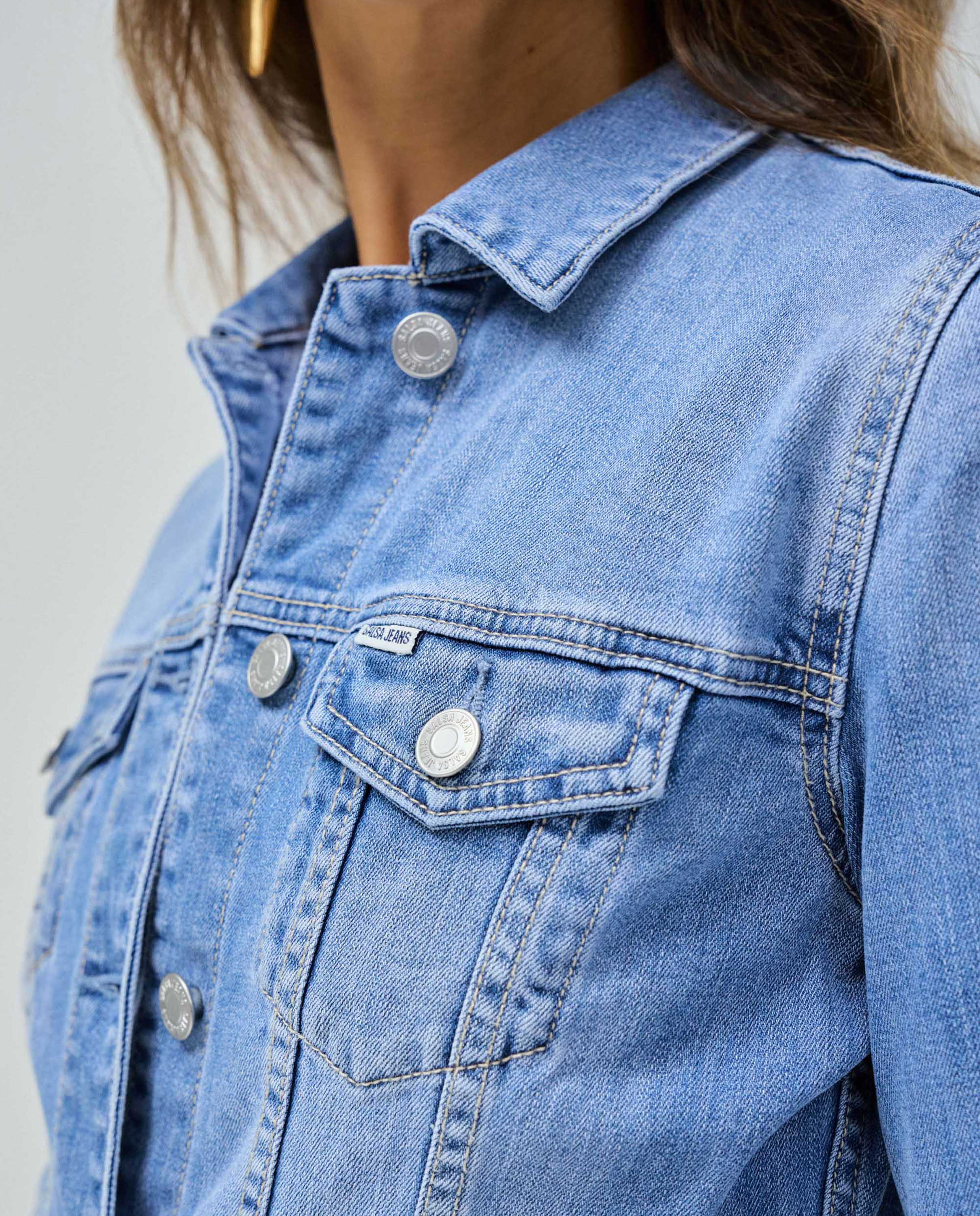 Cazadora vaquera de mujer slim fit - Salsa Jeans - Azul claro Azul claro-4