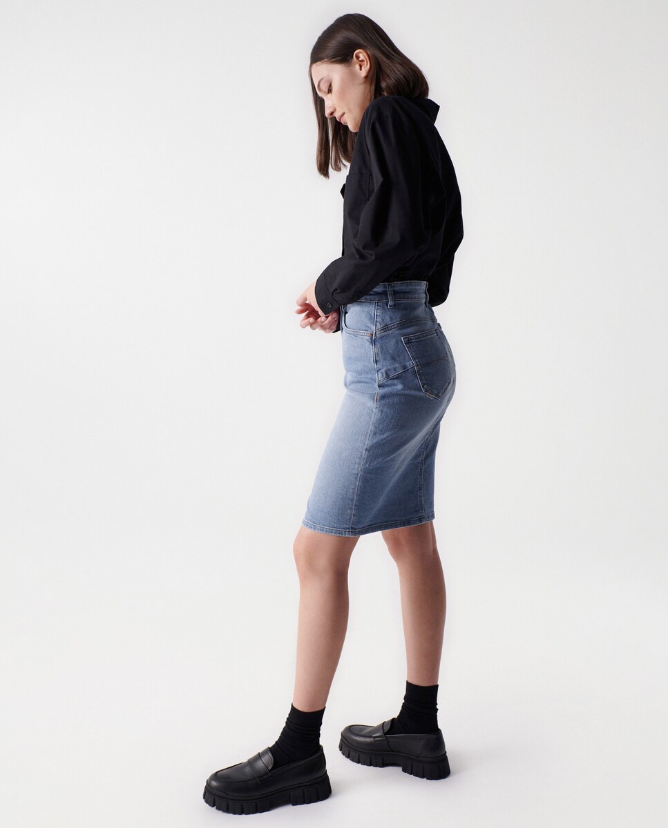 Falda Vaquera Vintage Queen Kerosin Mujer - Línea A, Estilo Retro Años 50