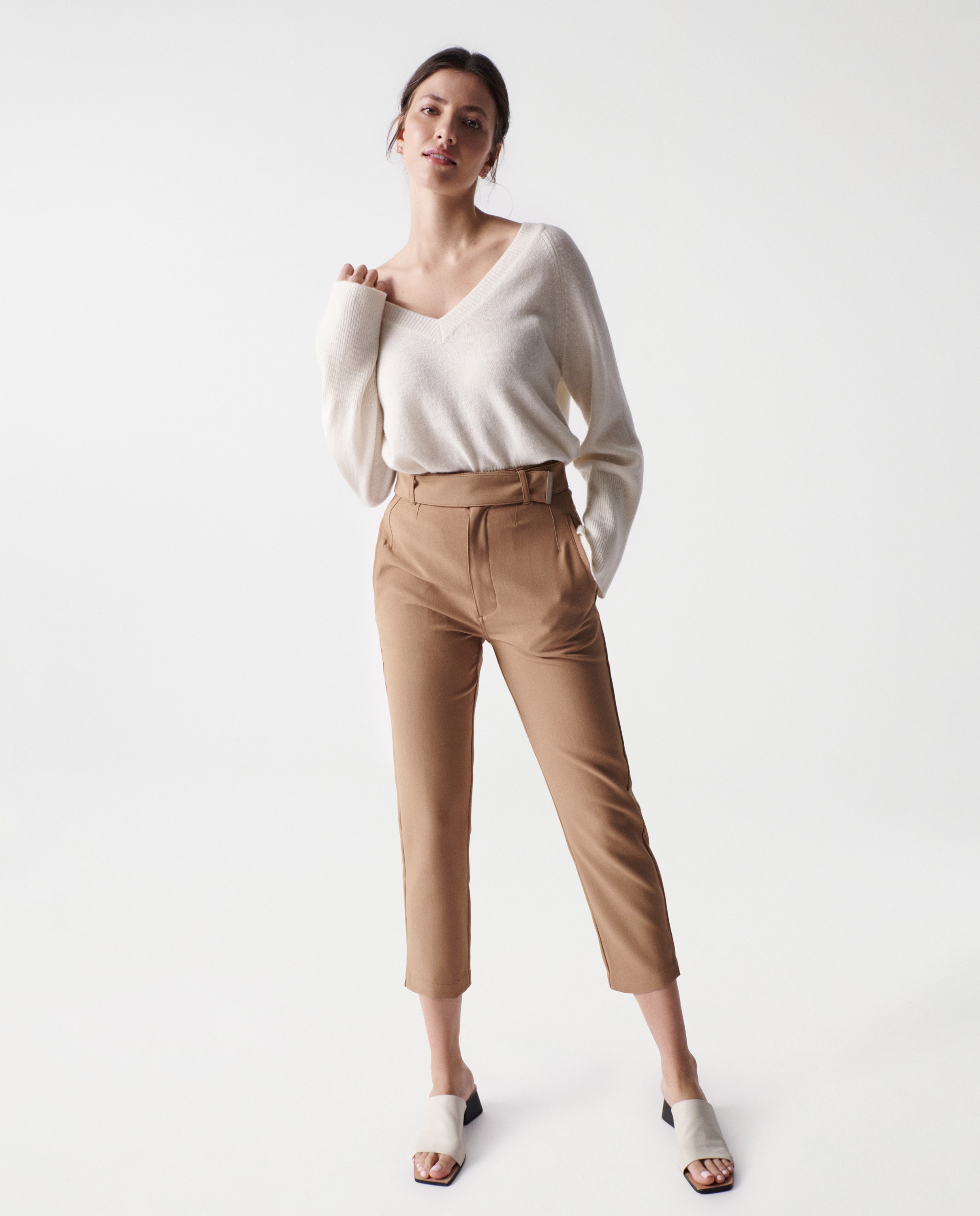 Pantalón pitillo de mujer slim de cintura alta - Salsa Jeans - Marrón Marrón-1