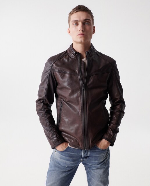 Imagen 0 de Chaqueta de piel de hombre regular con cremallera