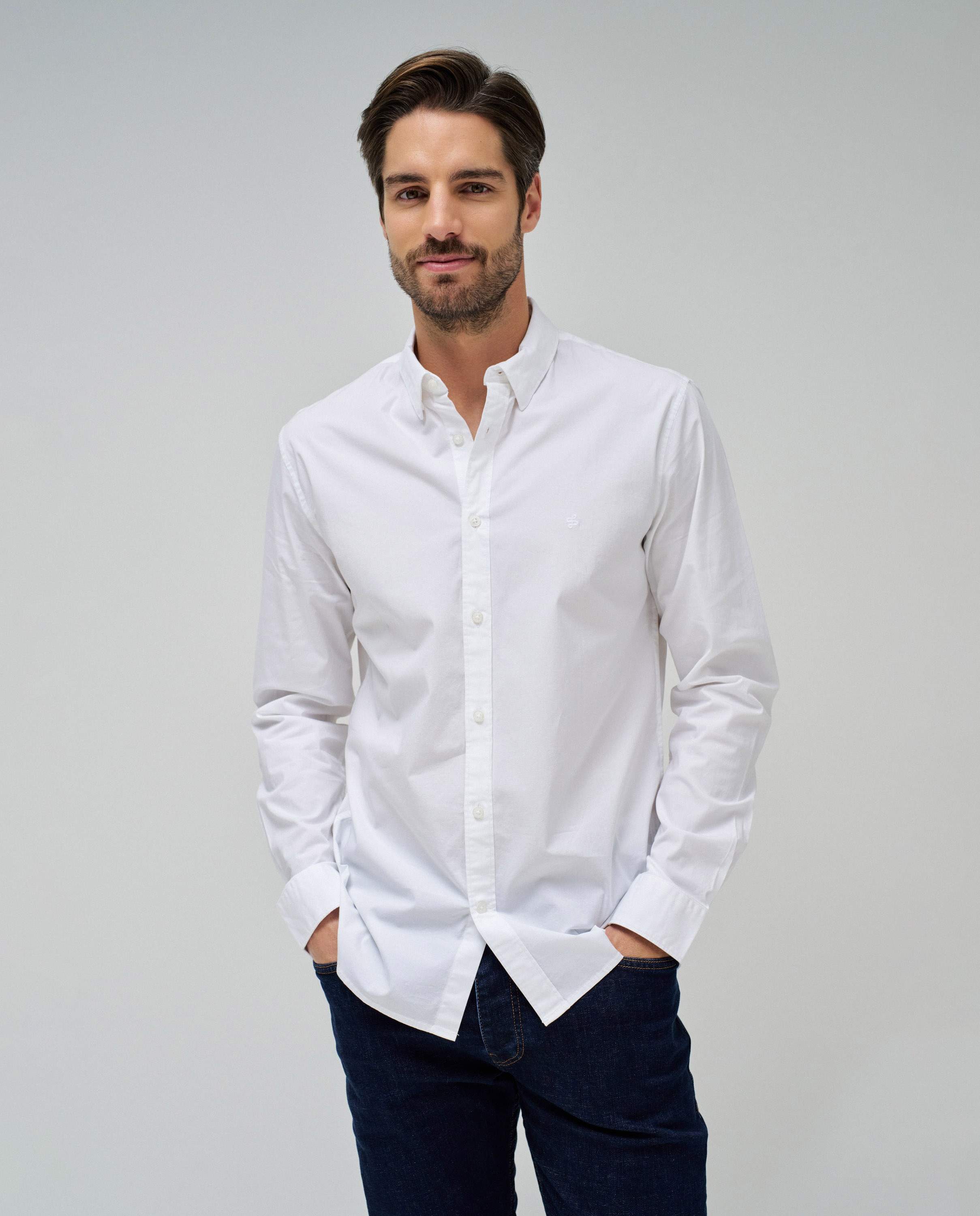 Salsa Jeans - Camisa de hombre slim lisa manga larga.