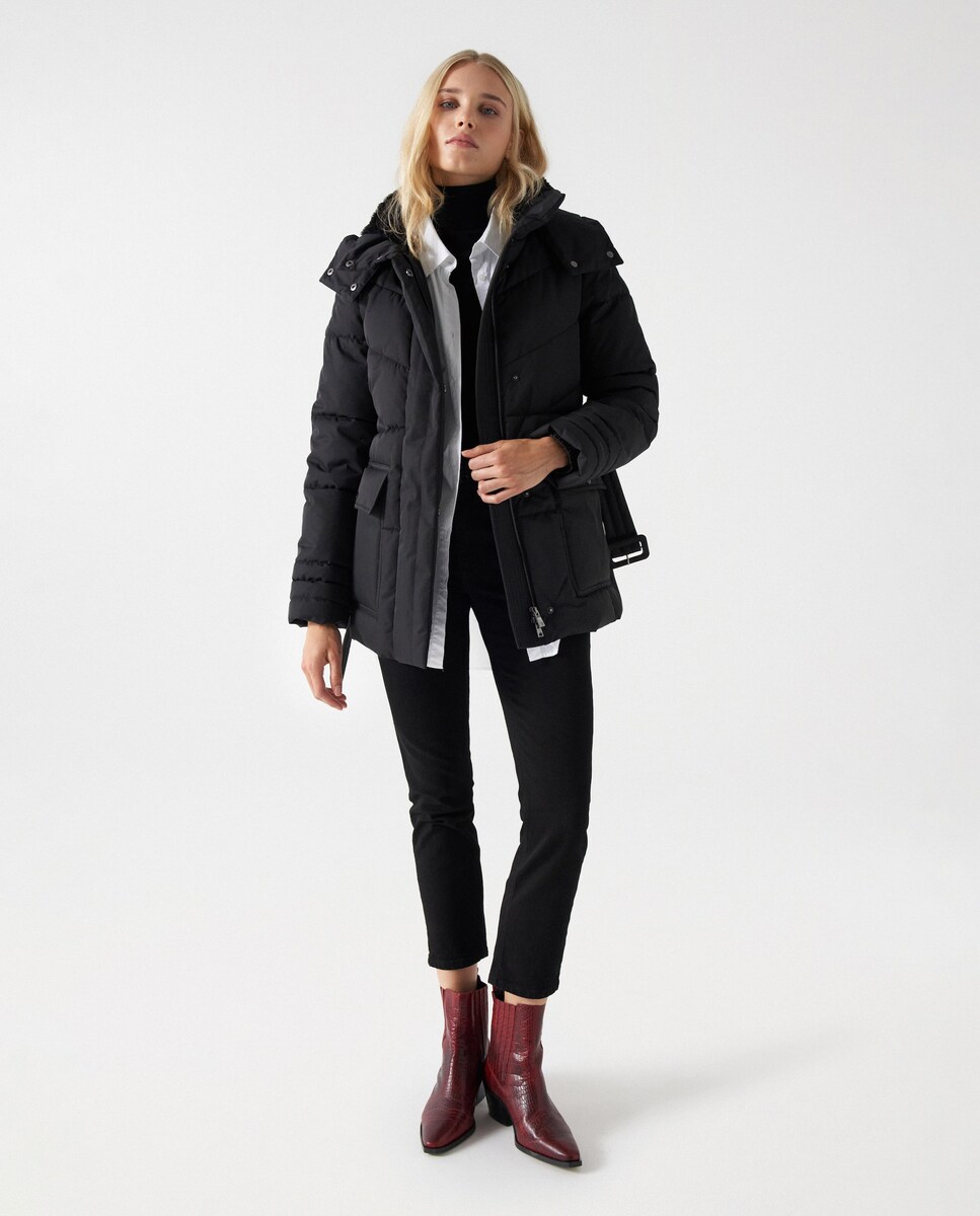 Plumífero de mujer con capucha y cinturón · Salsa Jeans · El Corte