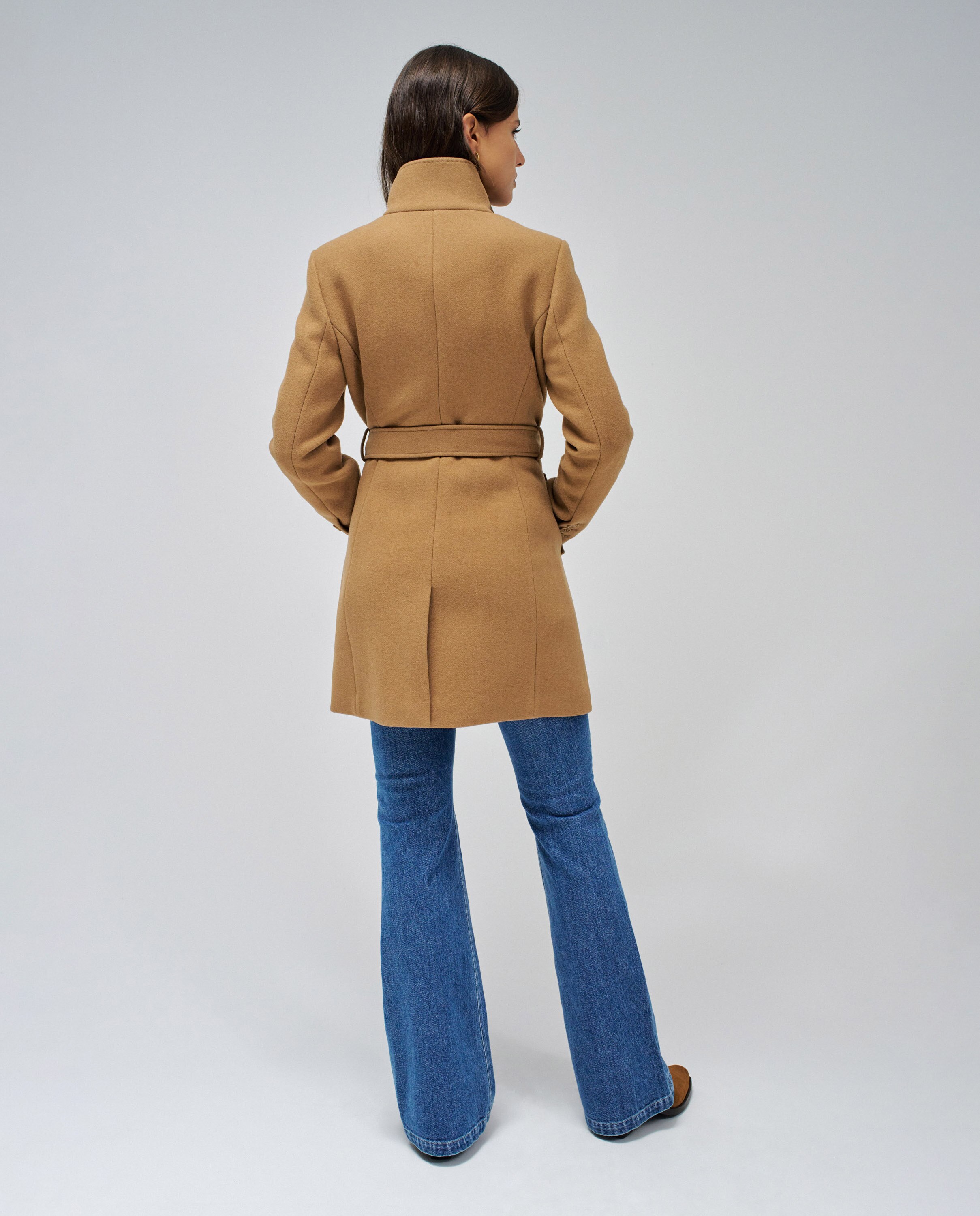 Abrigo de paño grace con cinturón de mujer - Salsa Jeans - Marrón Marrón-3