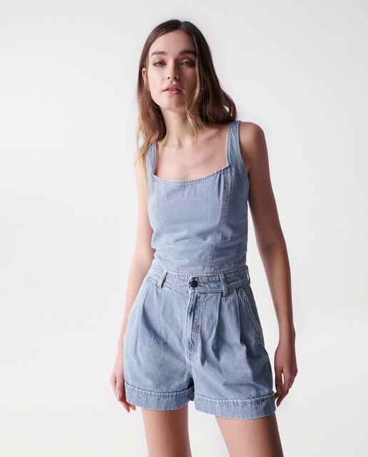 Crop Top de mujer vaquero en color azul claro