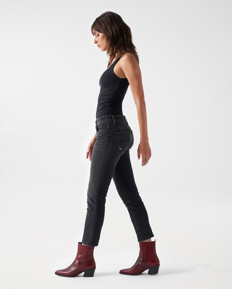 Pantalones Vaqueros Salsa Wonder Push Up - Crop Slim Con Aplicaciones