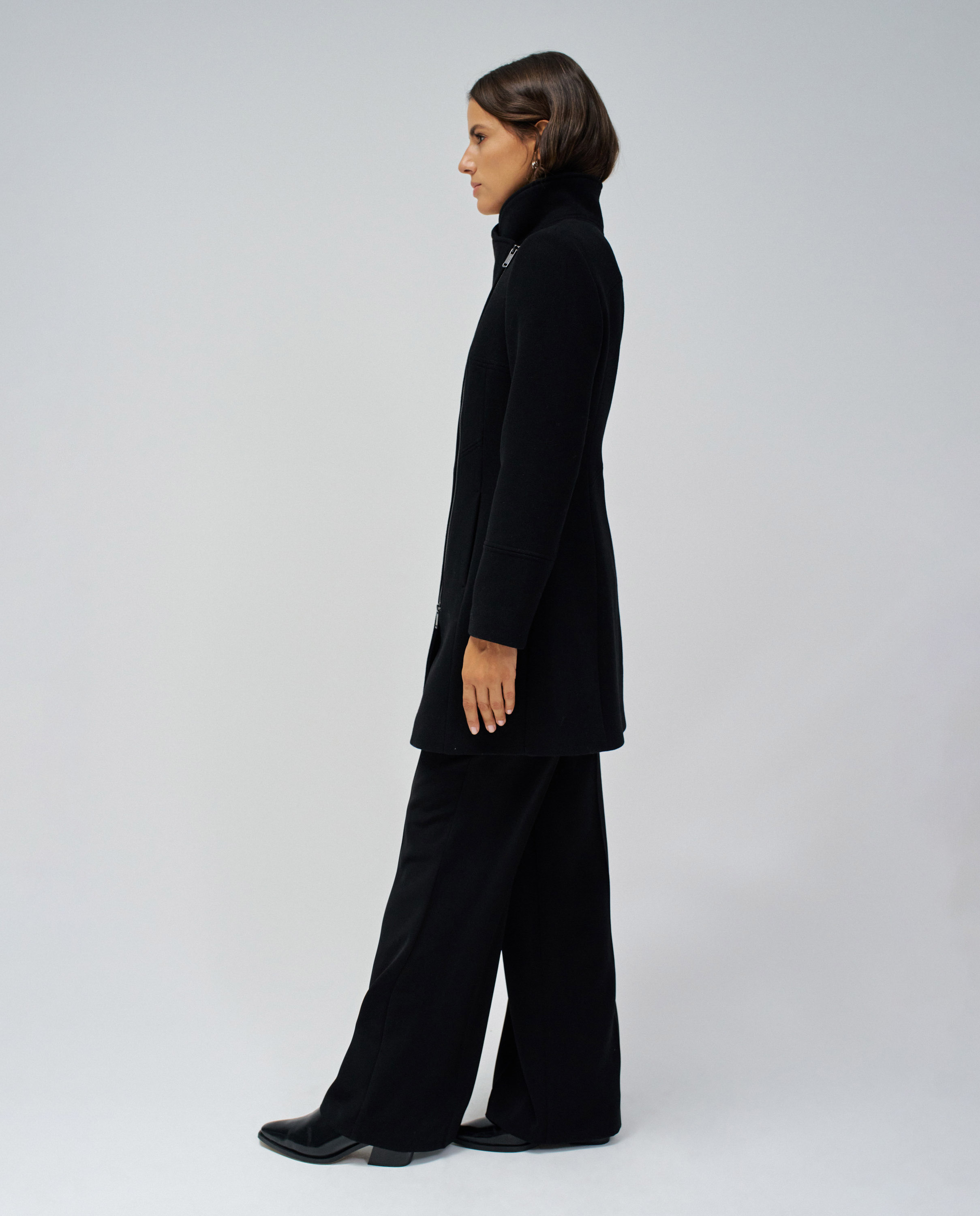 Abrigo de lana grace con pelo de mujer - Salsa Jeans - Negro Negro-2