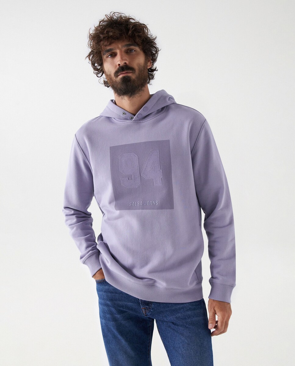 Sudadera de hombre en color lila con capucha · Salsa Jeans · El