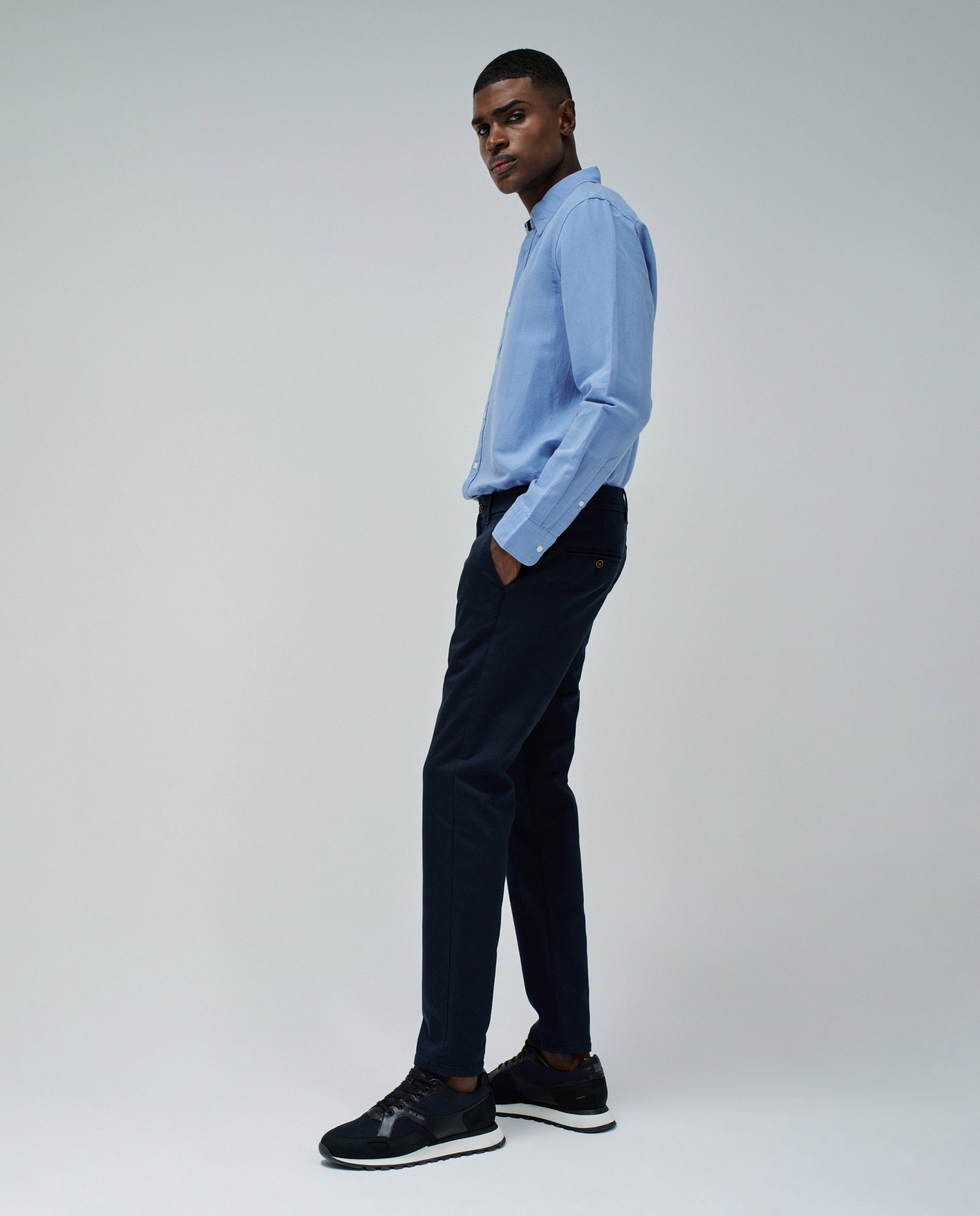 Pantalones chino s-activ de hombre - Salsa Jeans - Azul Azul-2