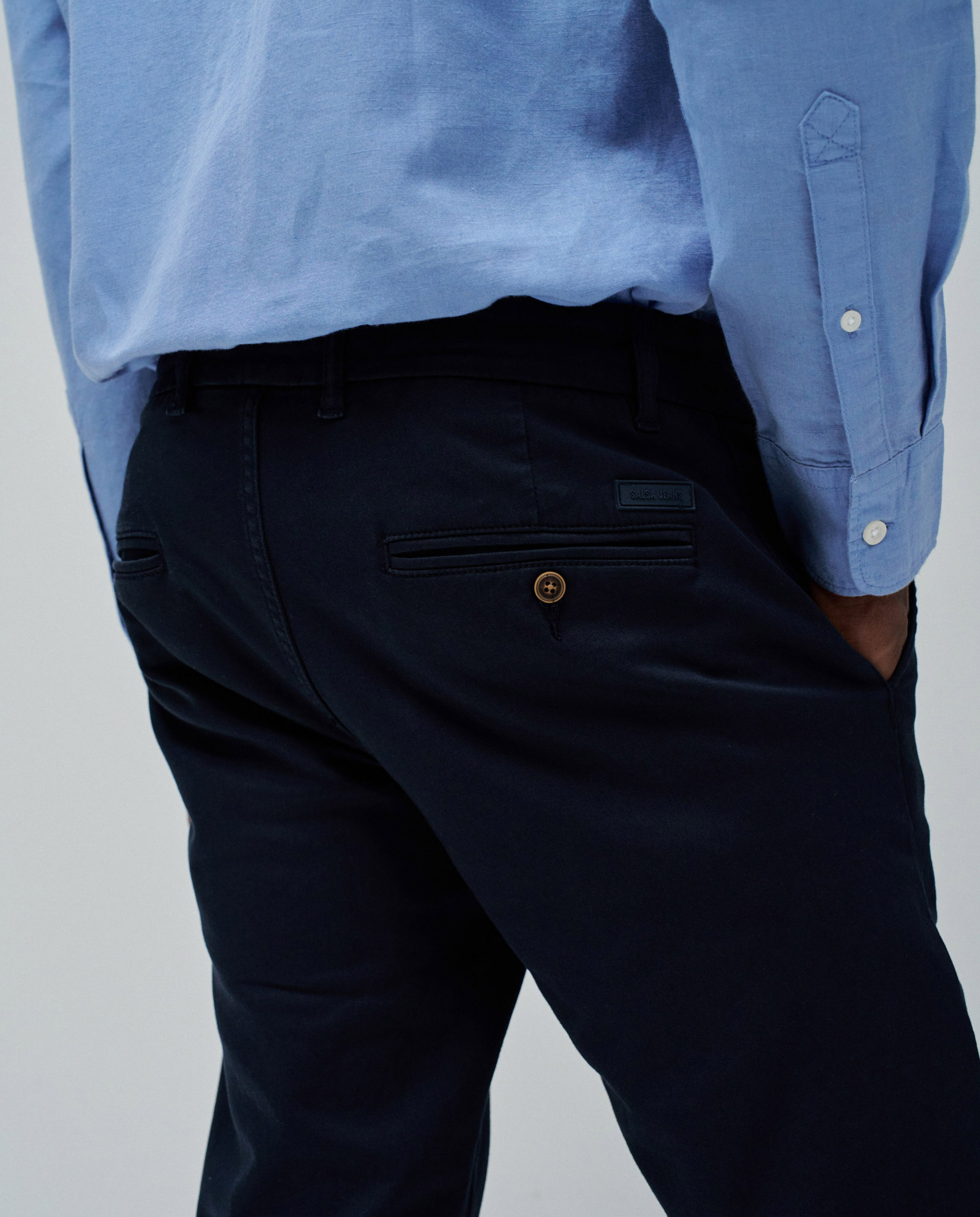 Pantalones chino s-activ de hombre - Salsa Jeans - Azul Azul-4