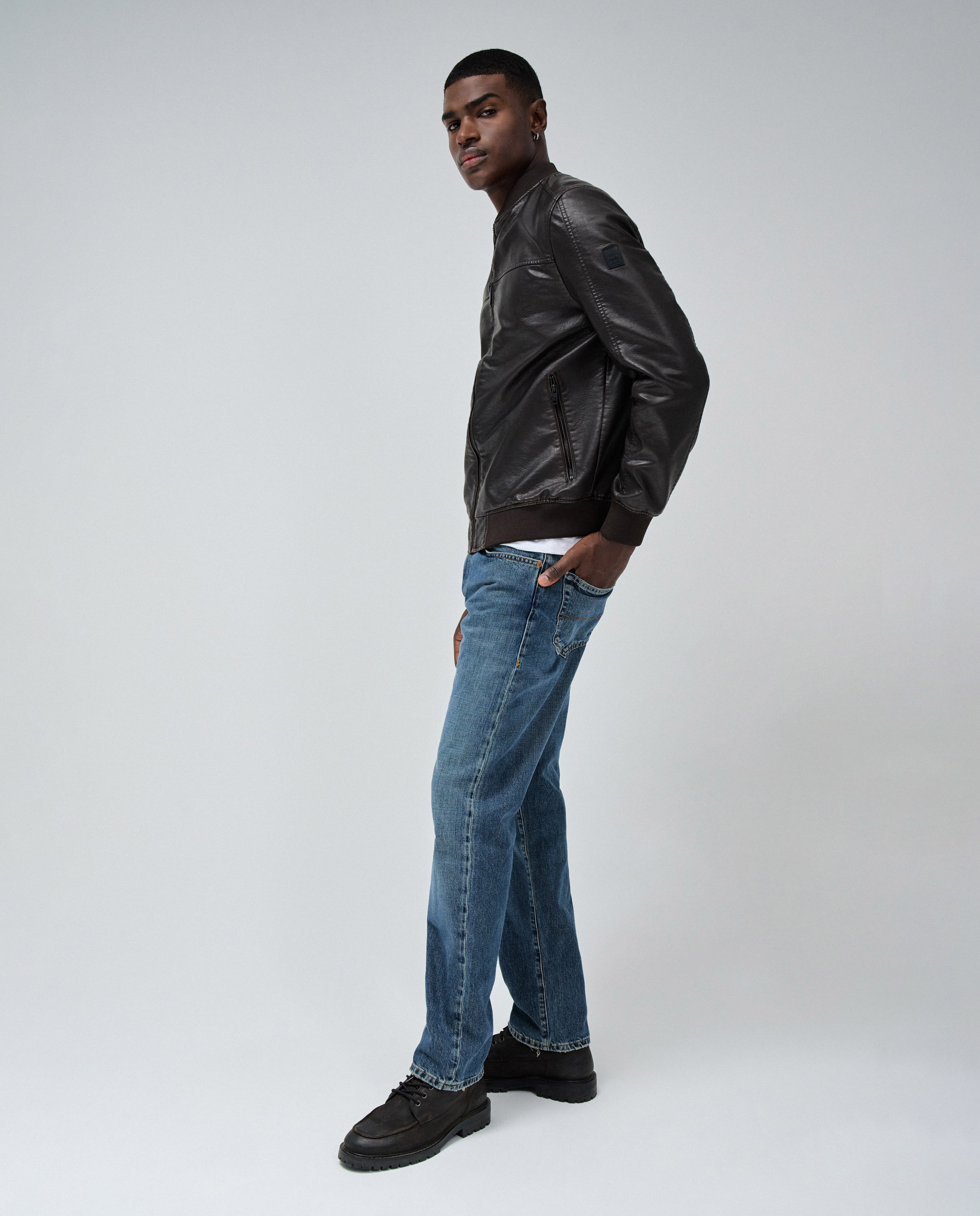 Cazadora bomber efecto piel de hombre - Salsa Jeans - Marrón Marrón-2