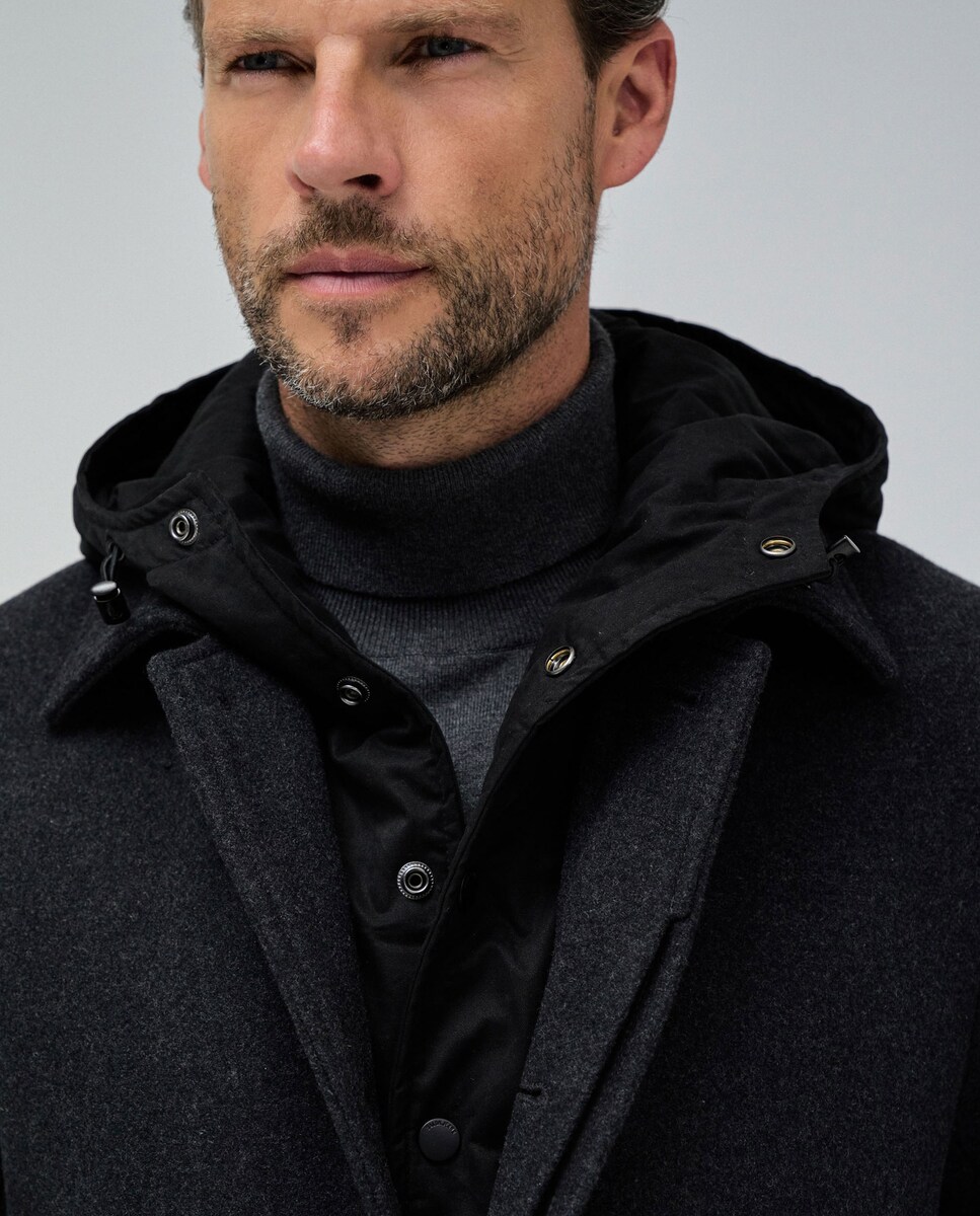 Abrigo de hombre de paño con capucha · Salsa Jeans · El Corte Inglés