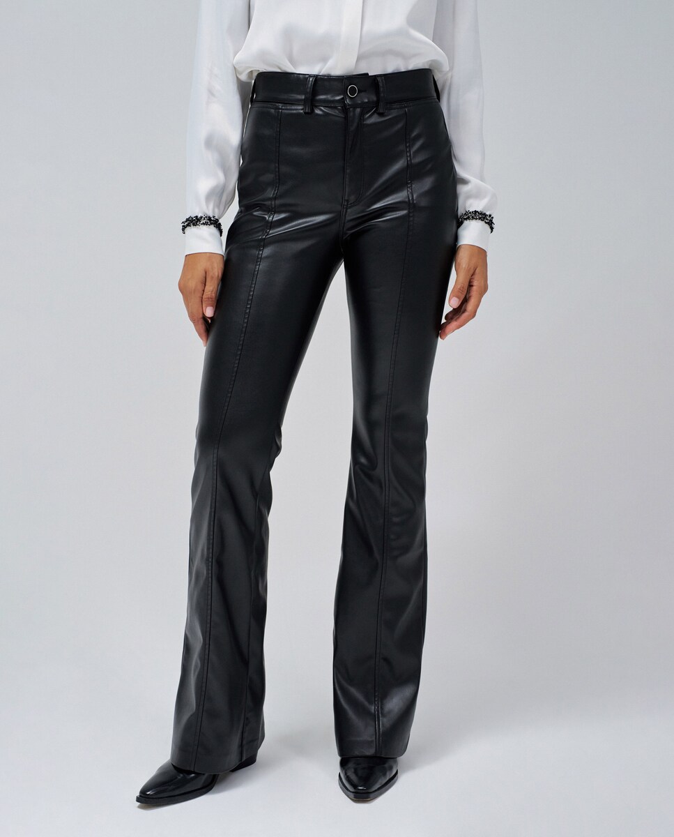 Pantalón de campana de mujer Faith flare push in efecto piel