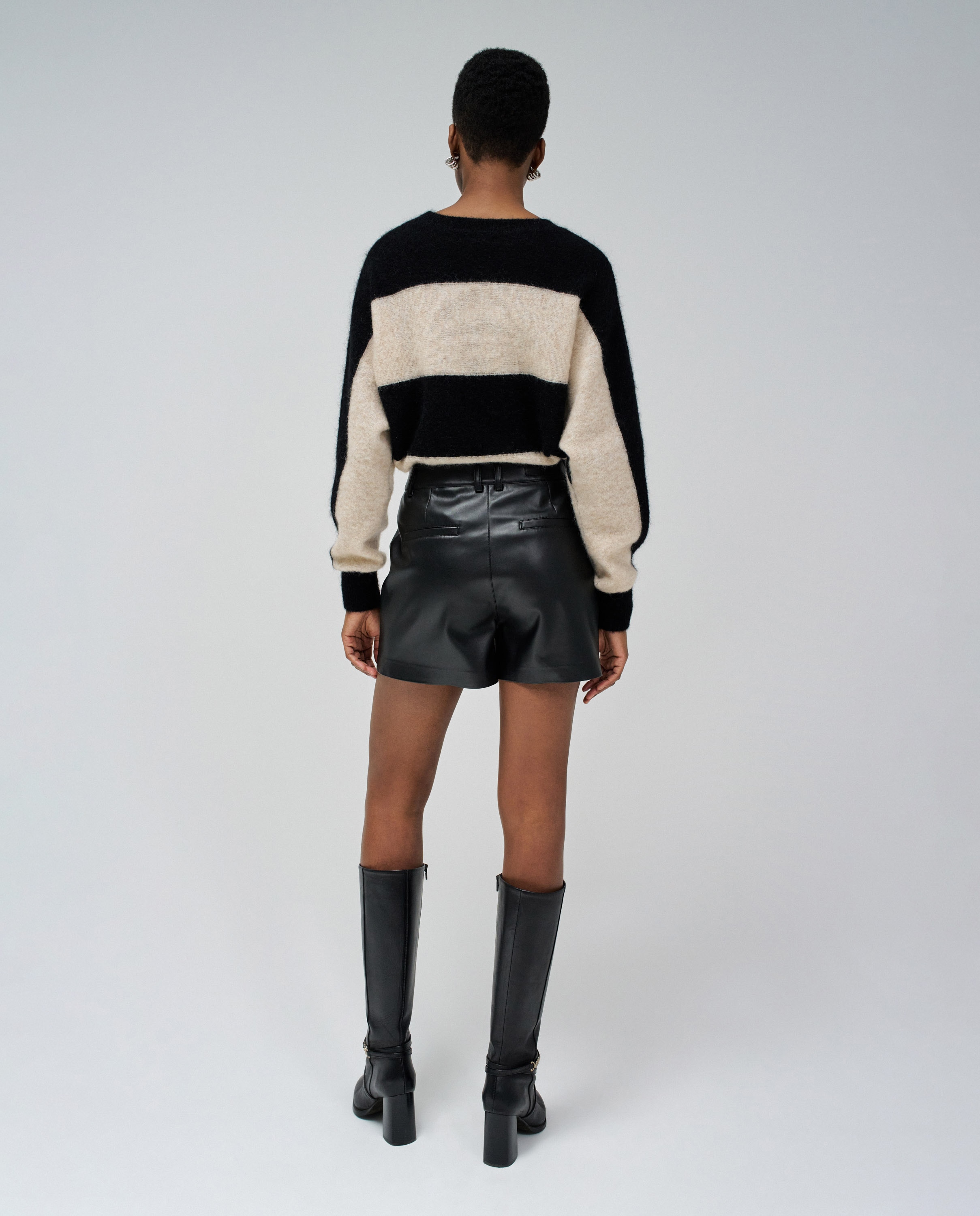 Short de mujer efecto piel de tiro alto - Salsa Jeans - Negro Negro-4