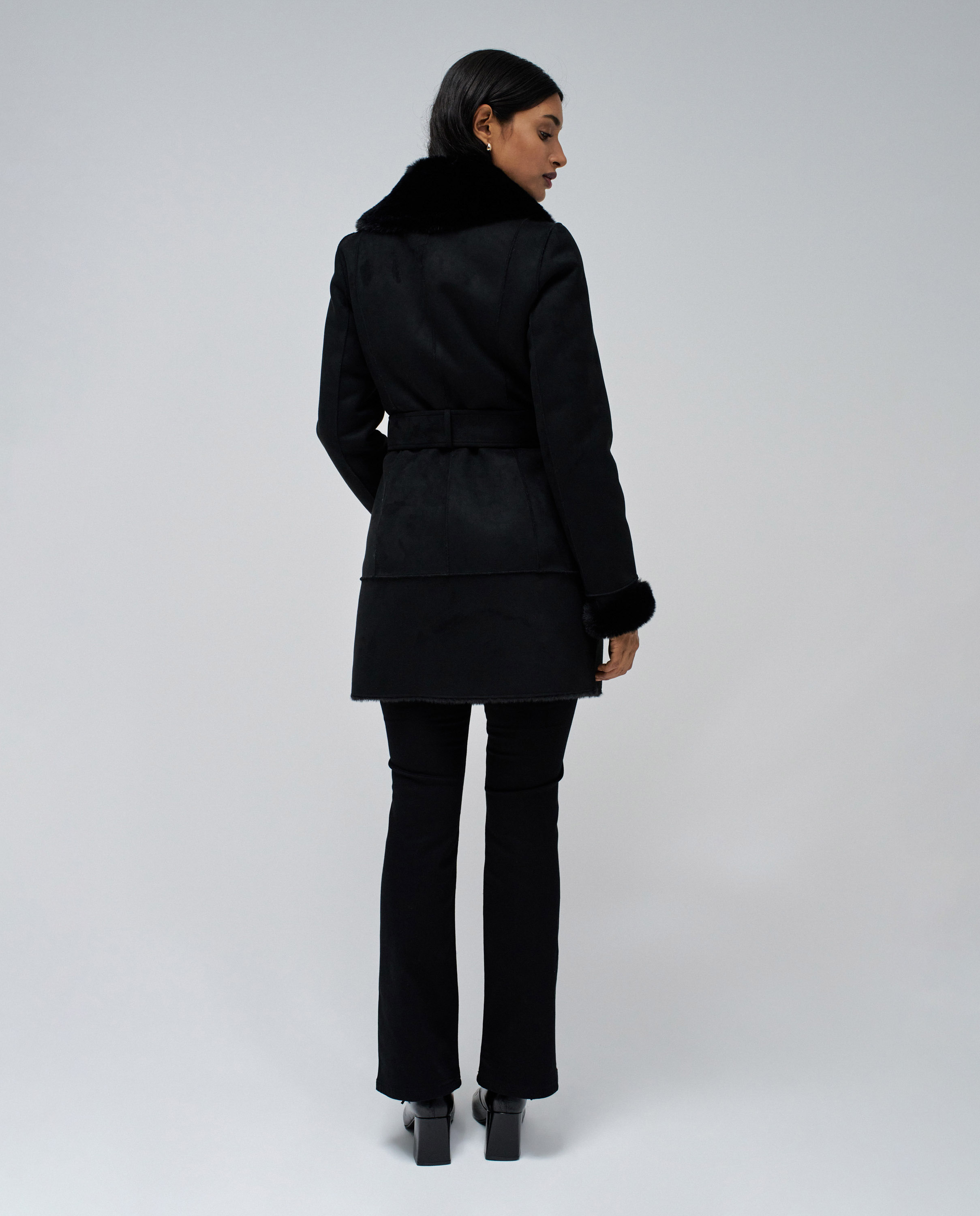 Abrigo de mujer estilo borrego diana - Salsa Jeans - Negro Negro-3