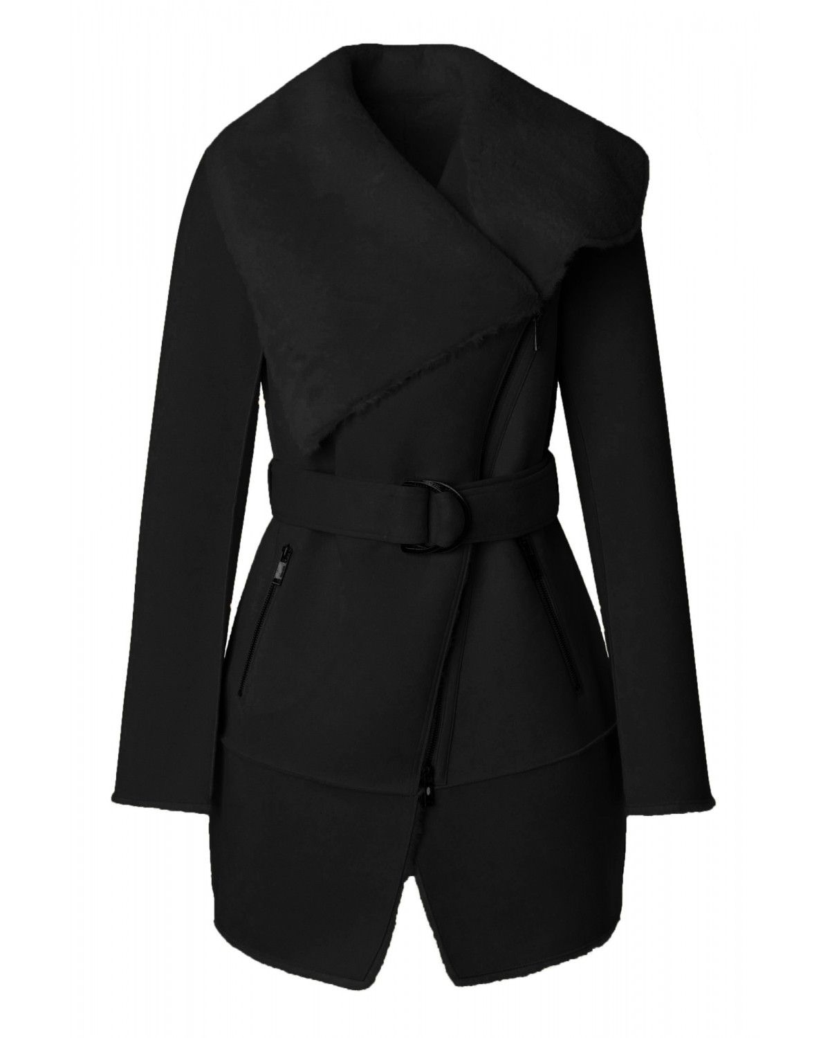 Abrigo de mujer estilo borrego diana - Salsa Jeans - Negro Negro-6