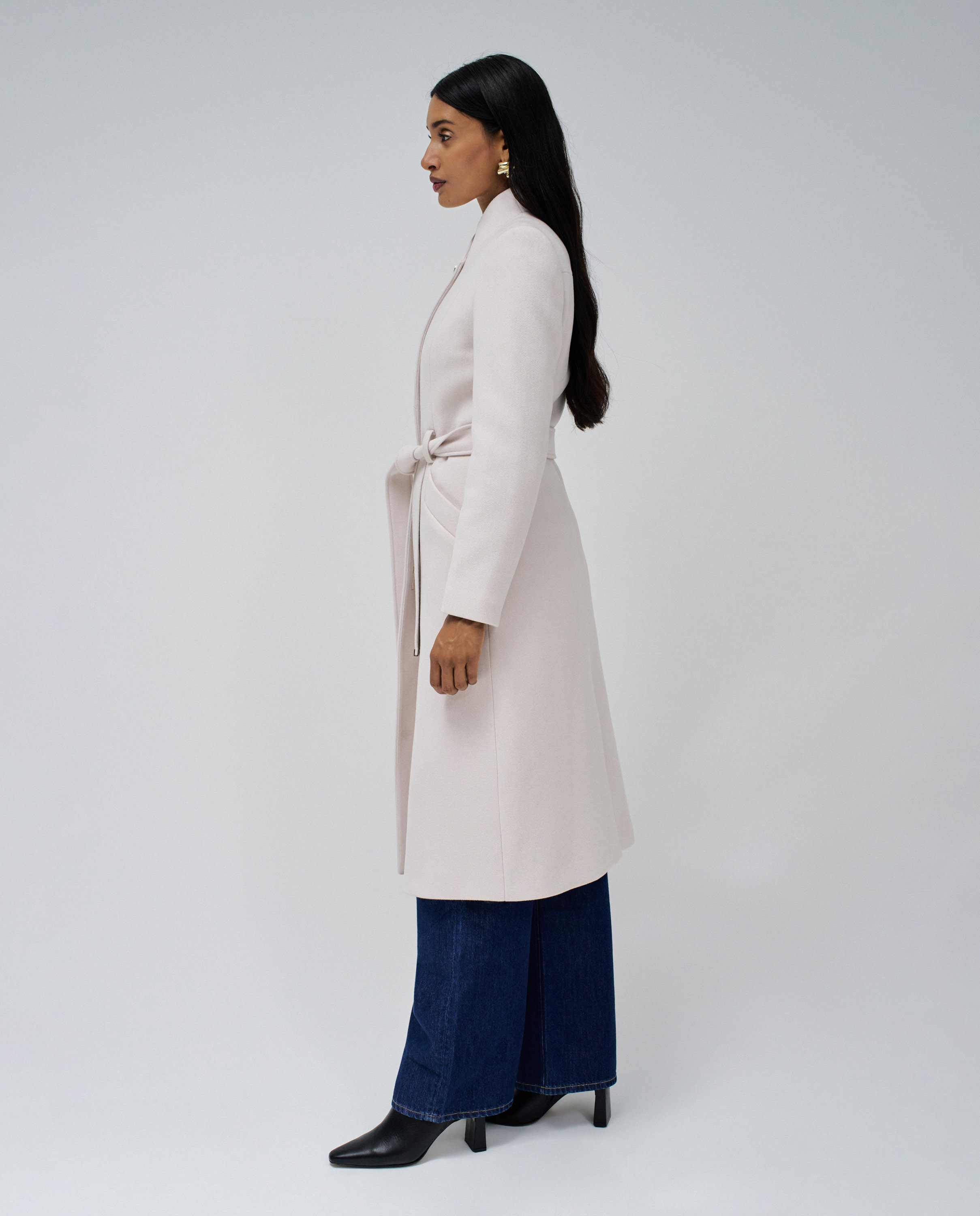 Abrigo de paño grace largo con cinturón de mujer - Salsa Jeans - Crudo Crudo-2