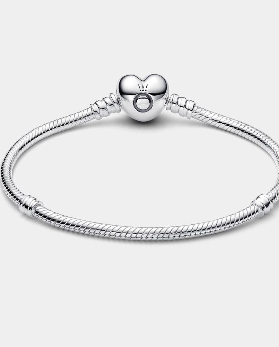 Pulsera Moments Cadena de Serpiente con cierre de Corazón - PANDORA - Plata Plata-2