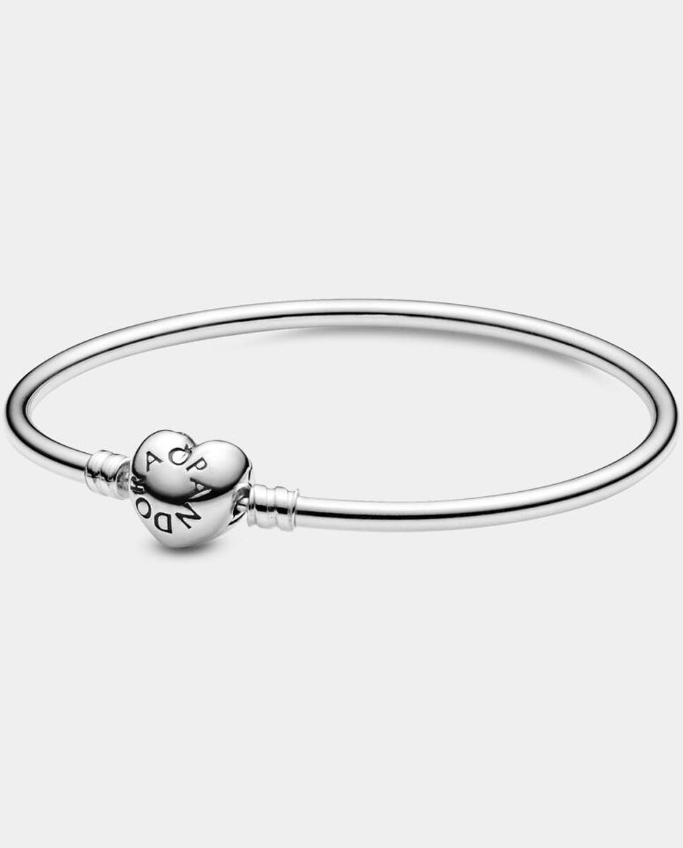 Pulsera rígida Moments en plata de ley con cierre Corazón para charms 17  Plata