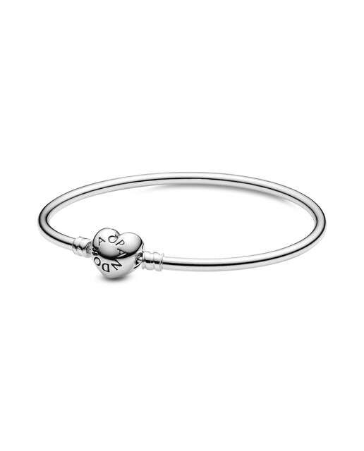 Imagen 0 de Pulsera rígida Moments en plata de ley con cierre Corazón para charms