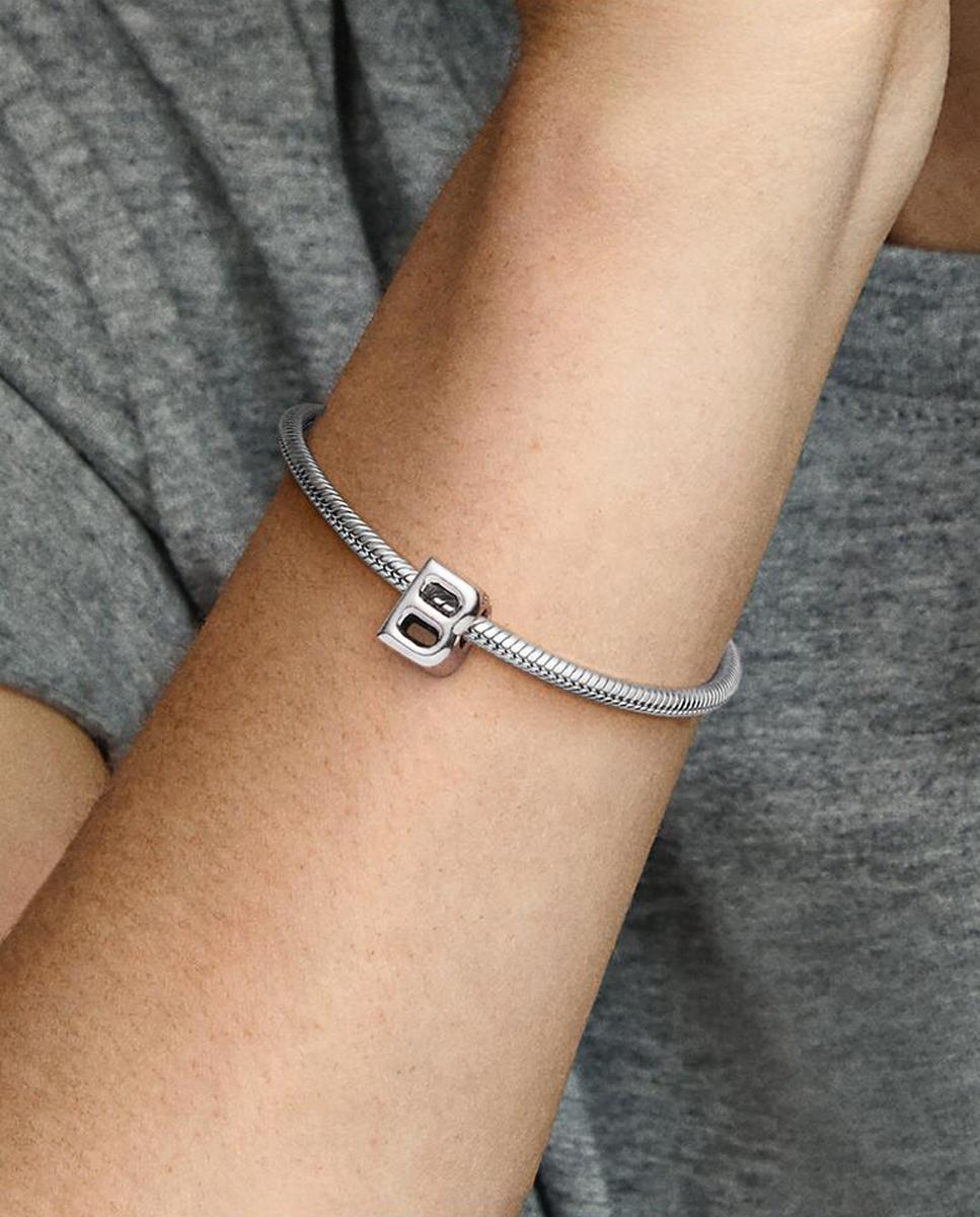 Charm en plata de ley letra b - PANDORA - Plata Plata-4