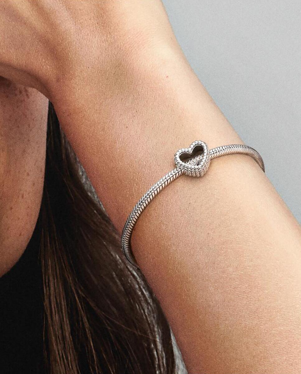 Charm en plata de ley corazón moldeado - PANDORA - Plata Plata-4