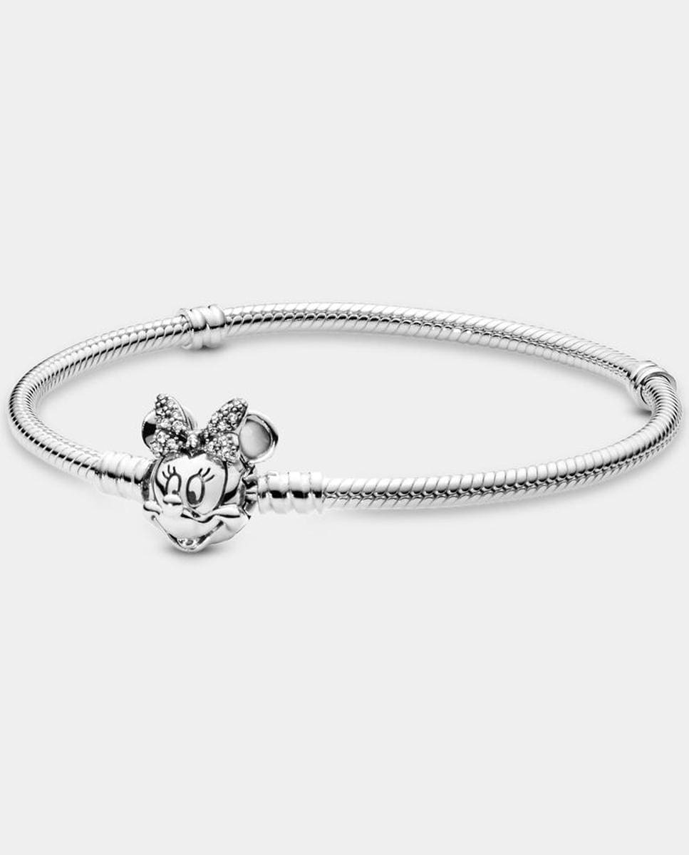 Pulsera Moments en plata de ley Retrato de Minnie Brillante 18 Blanco
