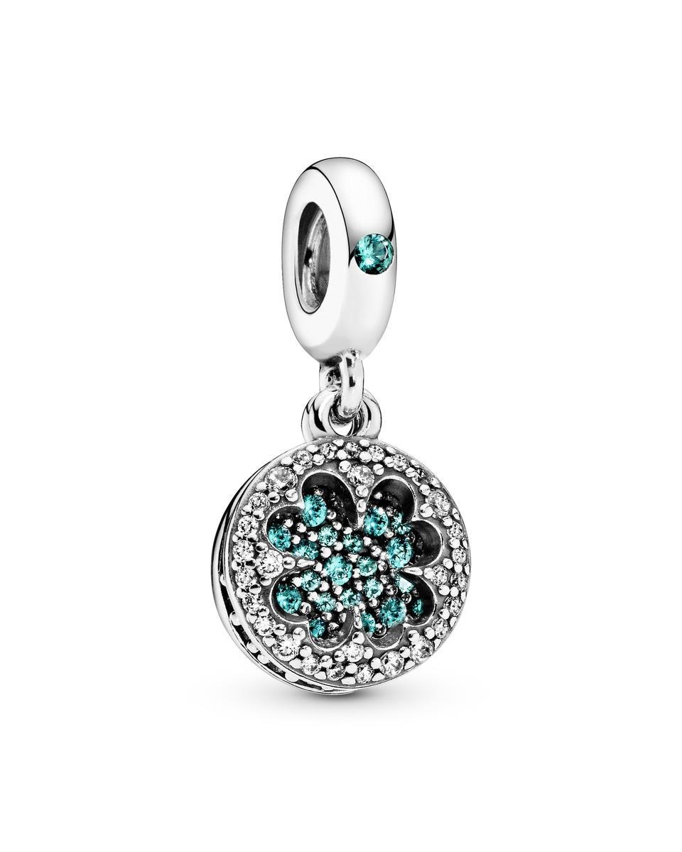 Charm colgante en plata de ley trébol brillante - PANDORA - Verde Verde-1