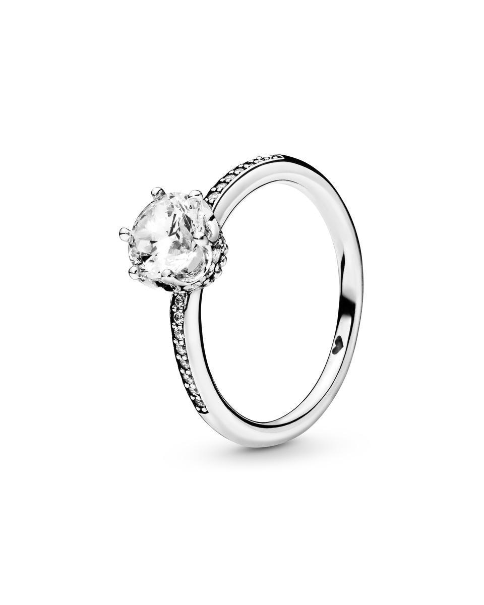 Anillo en plata de ley corona resplandor transparente - PANDORA - Blanco Blanco-1