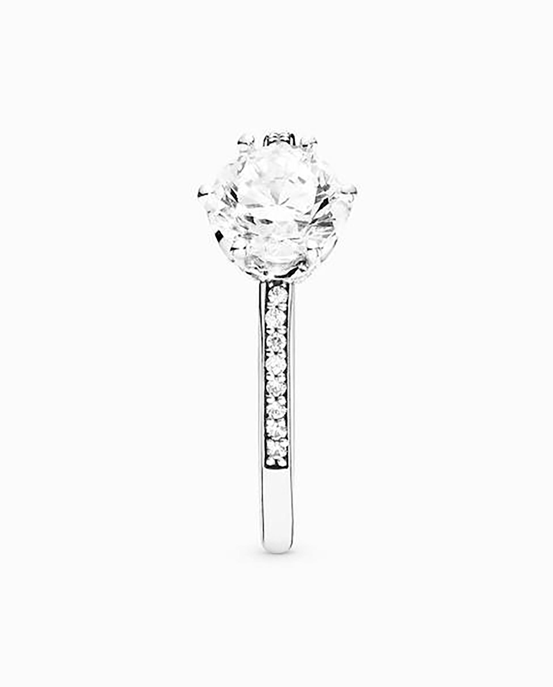 Anillo en plata de ley corona resplandor transparente - PANDORA - Blanco Blanco-2