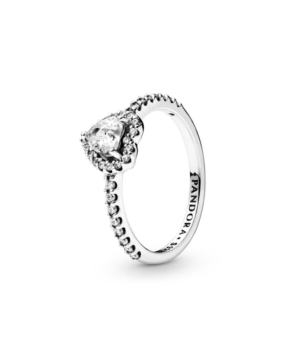 Imagen 0 de Anillo en plata de ley corazón en relieve Blanco